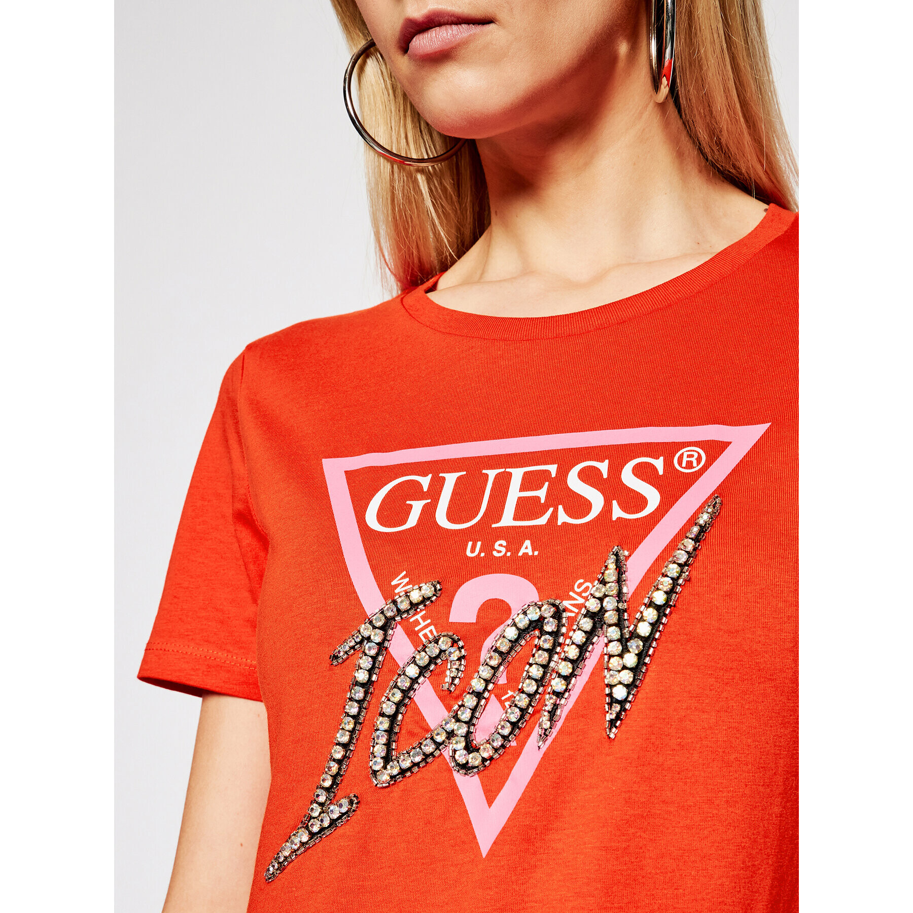 Guess Тишърт Icon W1RI25 I3Z00 Червен Regular Fit - Pepit.bg