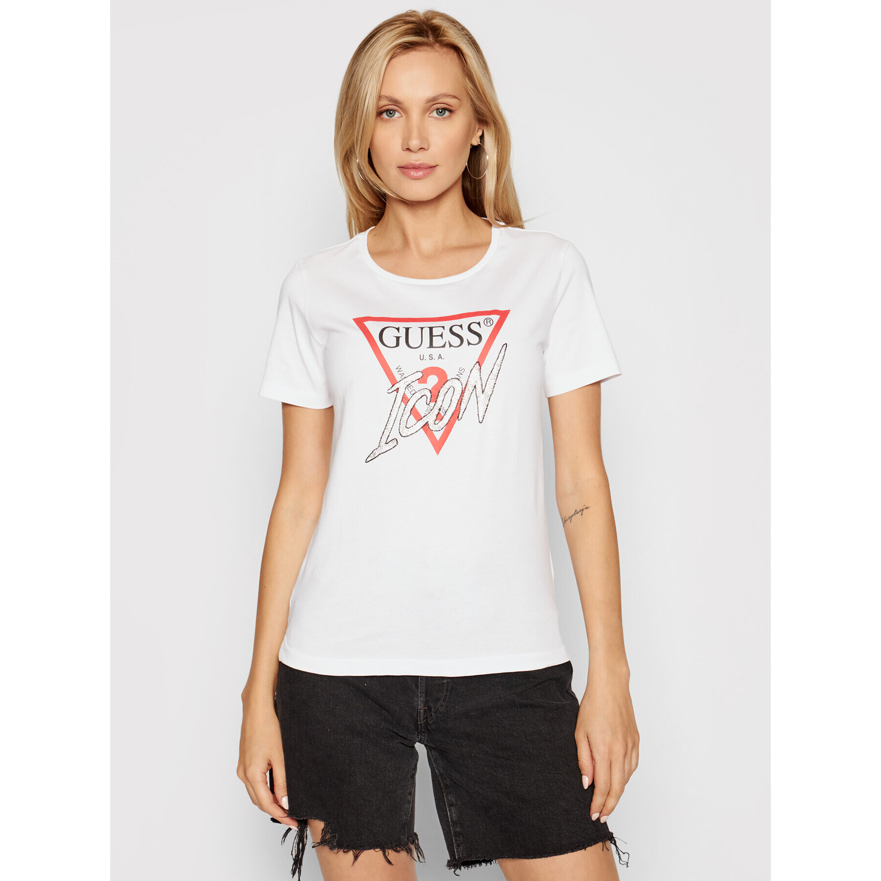 Guess Тишърт Icon W1YI0Y I3Z00 Бял Regular Fit - Pepit.bg