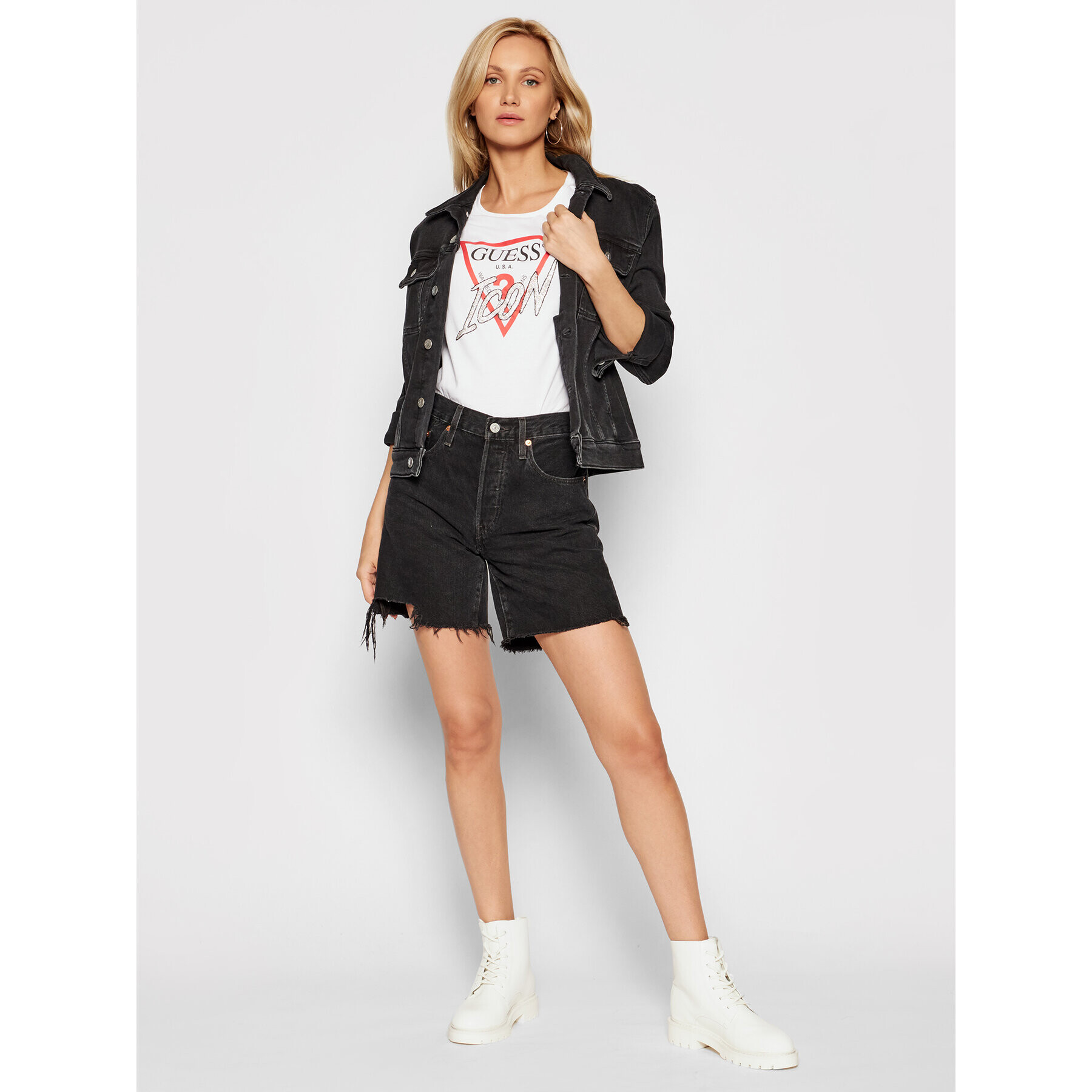 Guess Тишърт Icon W1YI0Y I3Z00 Бял Regular Fit - Pepit.bg