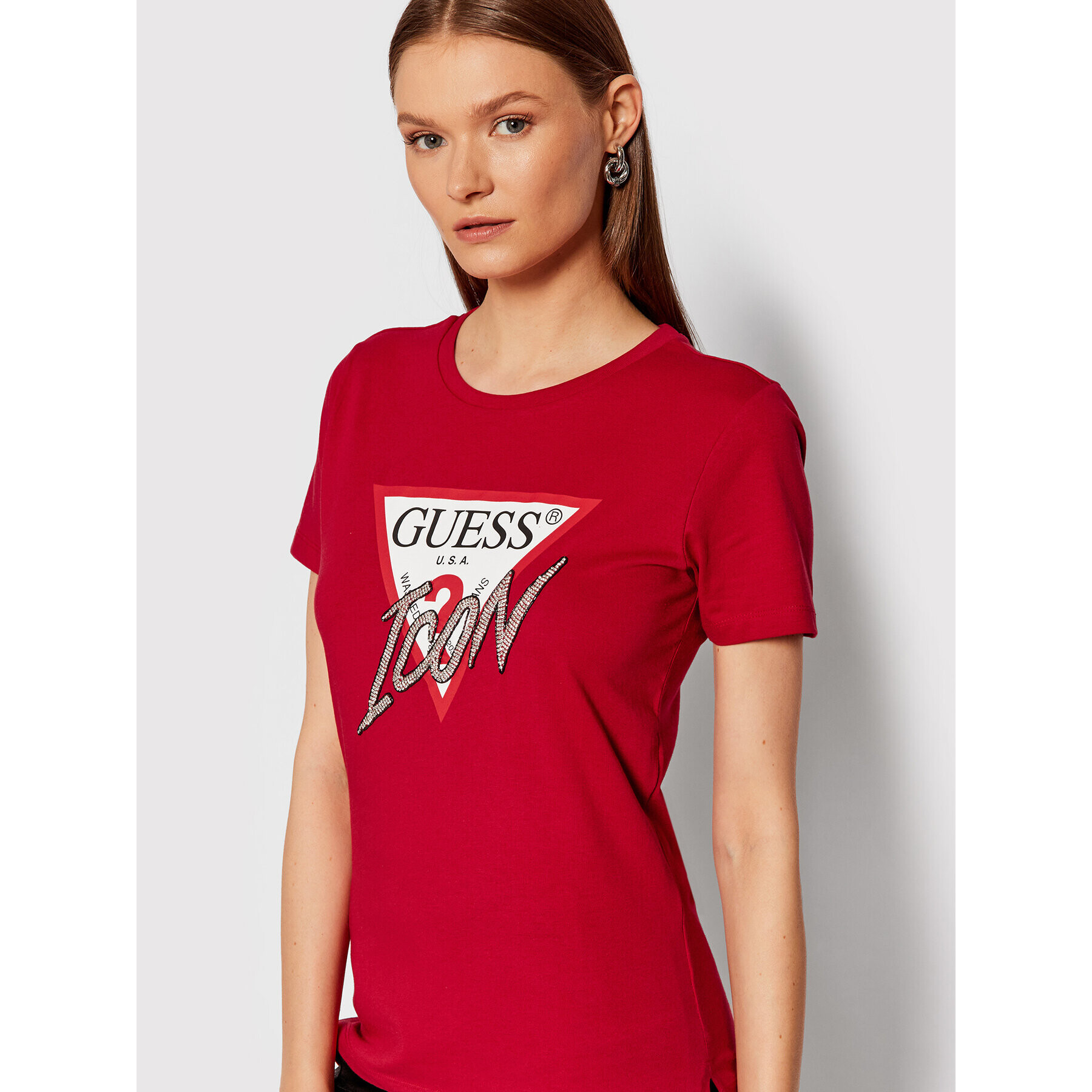Guess Тишърт Icon W1YI0Y I3Z00 Червен Regular Fit - Pepit.bg