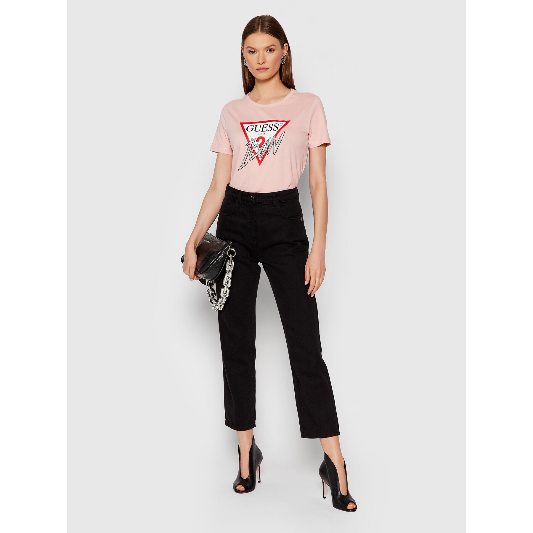 Guess Тишърт Icon W1YI0Y I3Z00 Розов Regular Fit - Pepit.bg