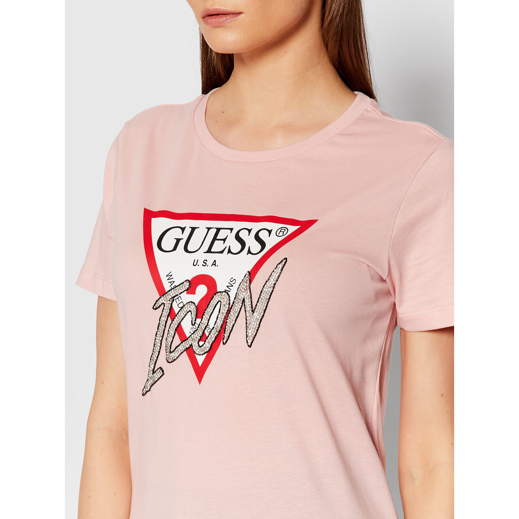 Guess Тишърт Icon W1YI0Y I3Z00 Розов Regular Fit - Pepit.bg