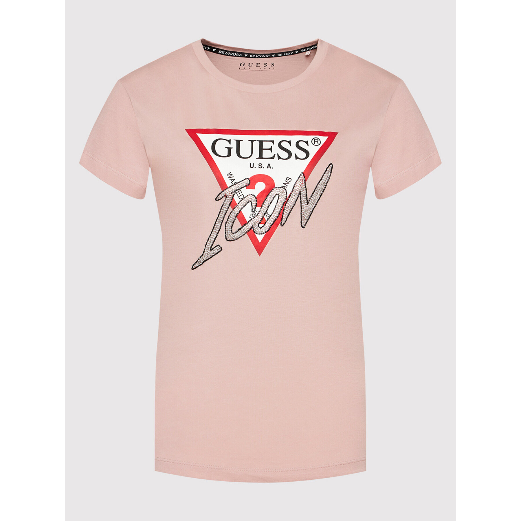 Guess Тишърт Icon W1YI0Y I3Z00 Розов Regular Fit - Pepit.bg