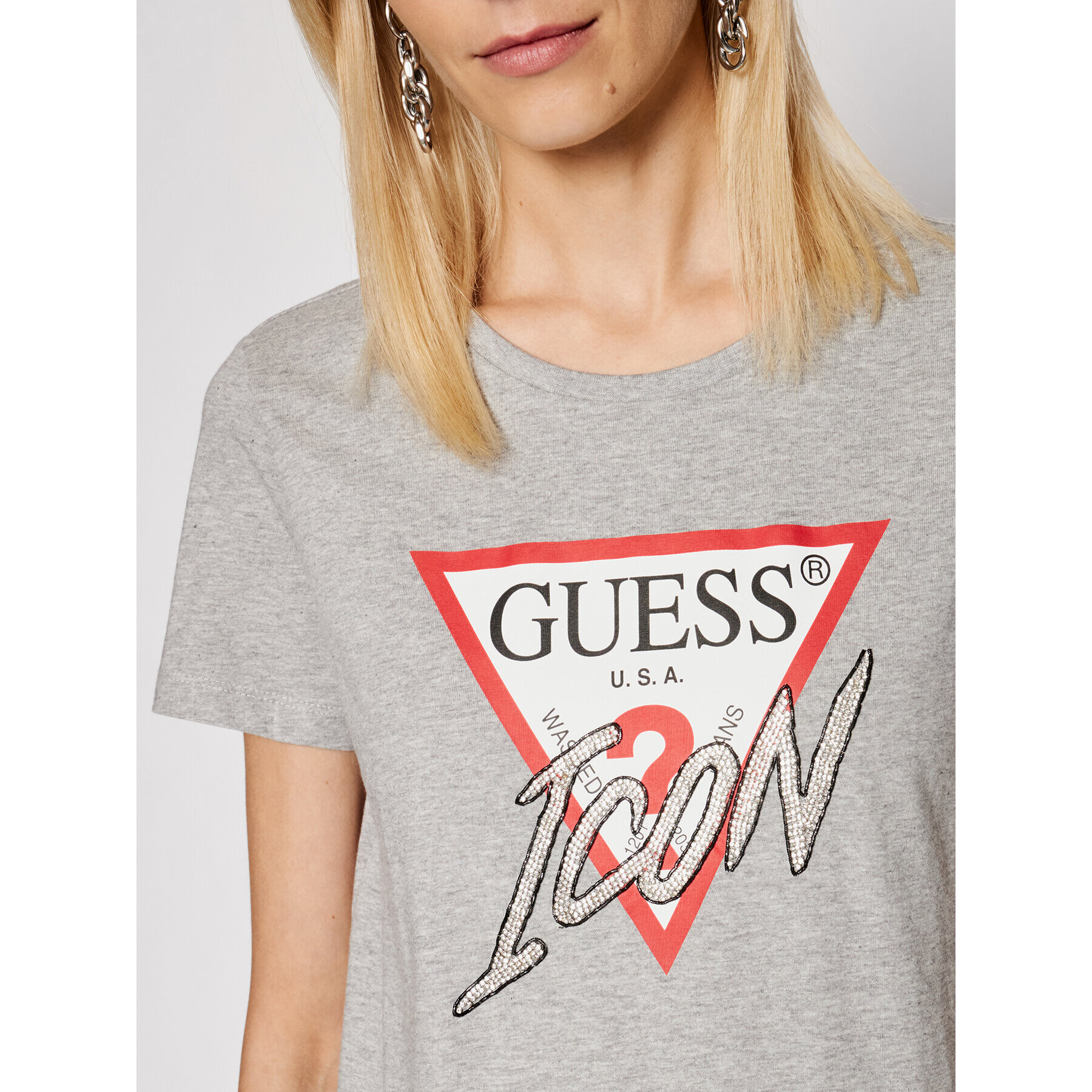 Guess Тишърт Icon W1YI0Y I3Z00 Сив Regular Fit - Pepit.bg