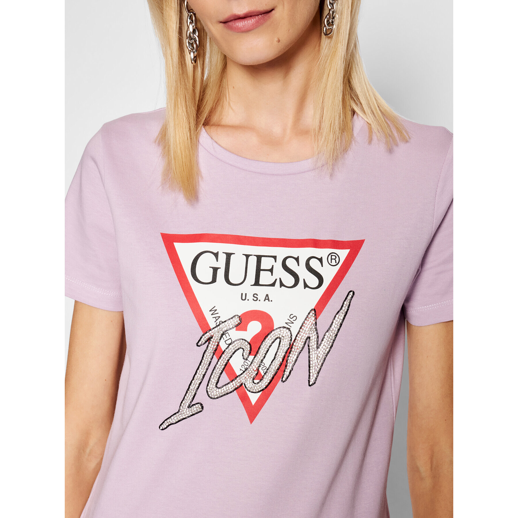 Guess Тишърт Icon W1YI0Y I3Z00 Виолетов Regular Fit - Pepit.bg