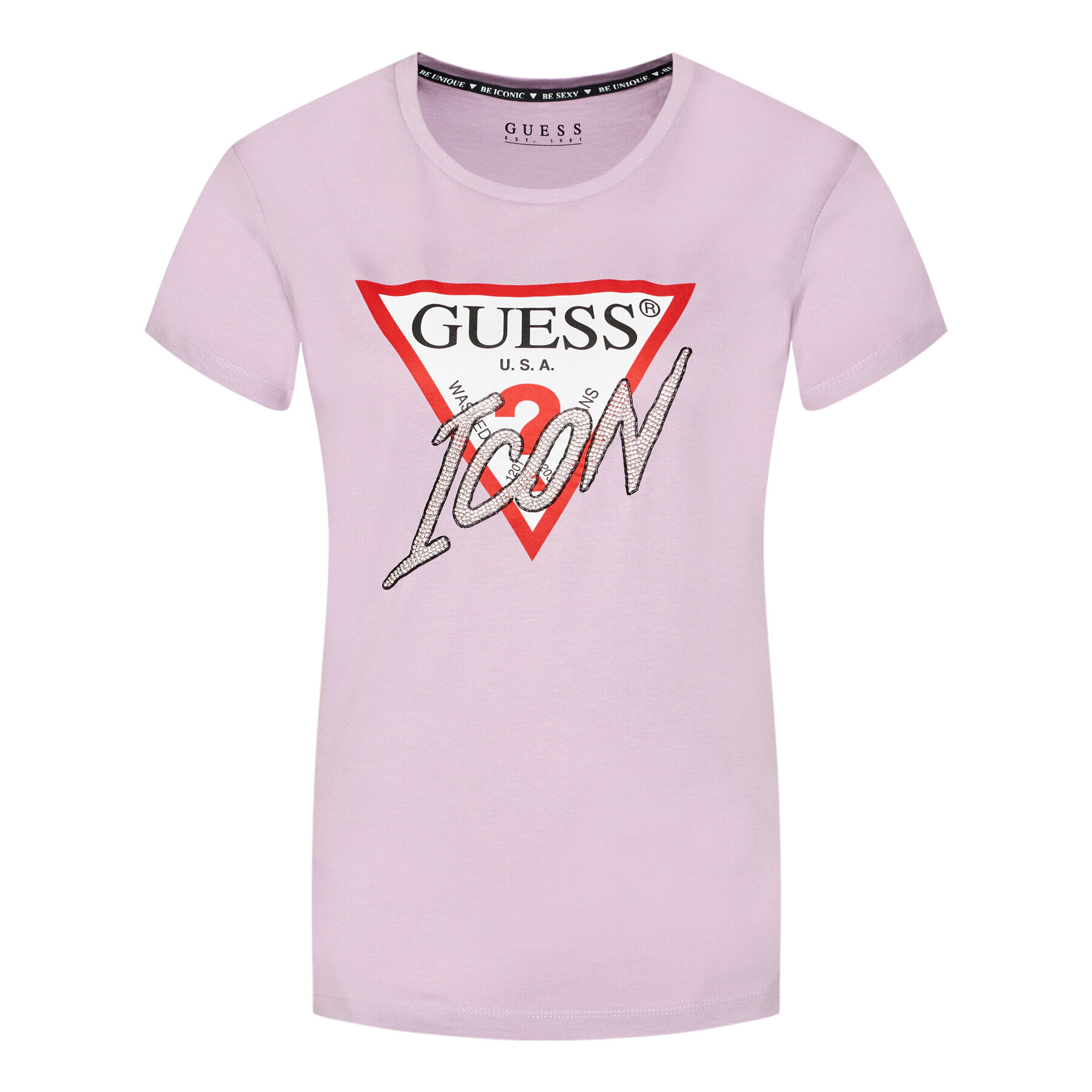 Guess Тишърт Icon W1YI0Y I3Z00 Виолетов Regular Fit - Pepit.bg