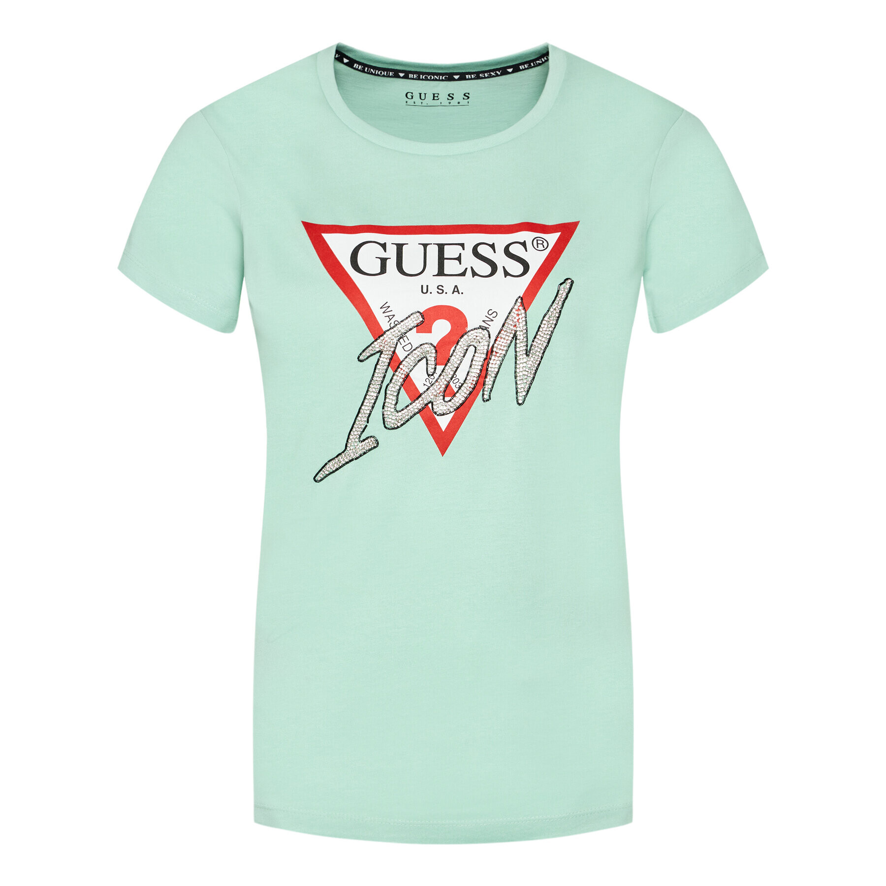 Guess Тишърт Icon W1YI0Y I3Z00 Зелен Regular Fit - Pepit.bg