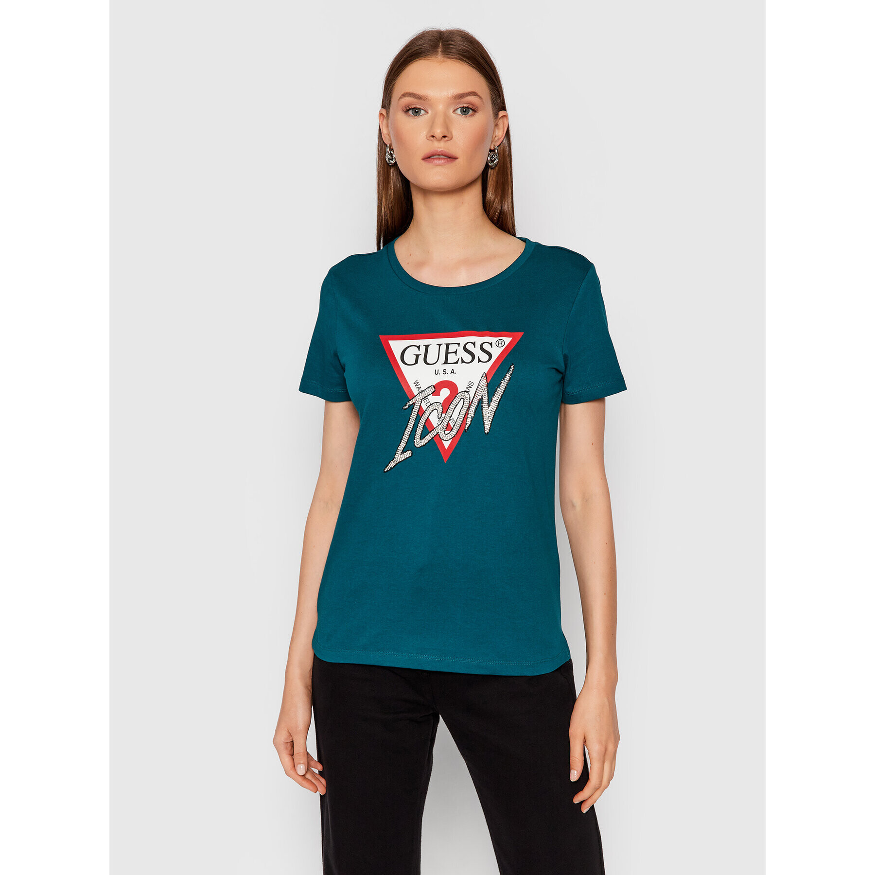 Guess Тишърт Icon W1YI0Y I3Z00 Зелен Regular Fit - Pepit.bg