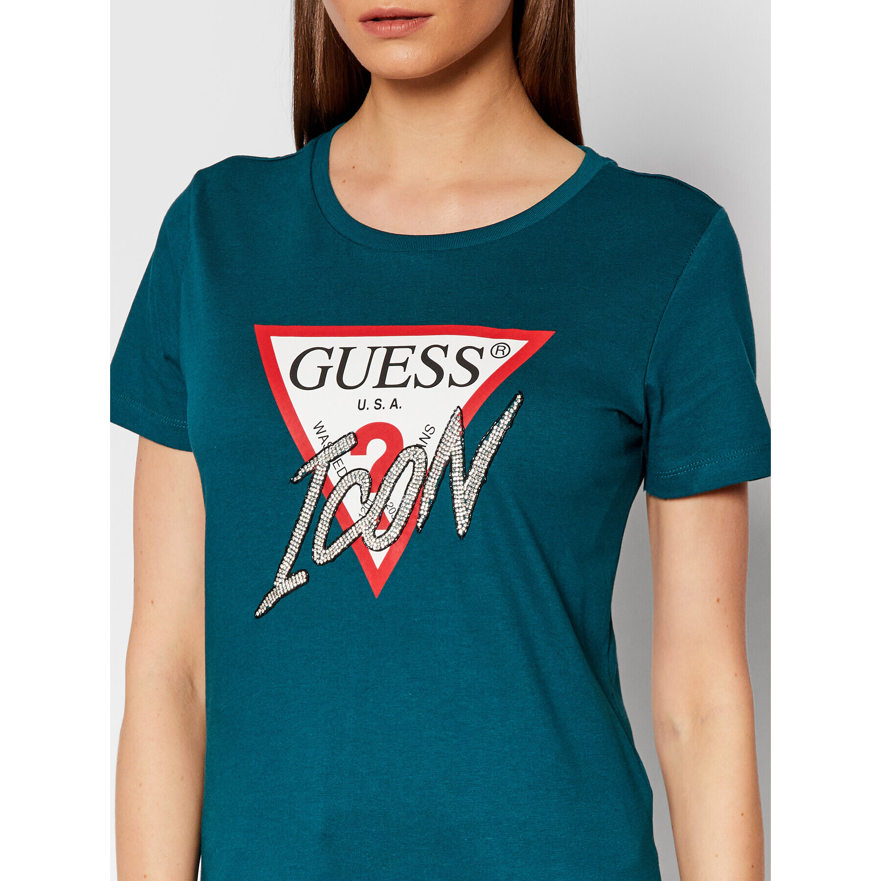 Guess Тишърт Icon W1YI0Y I3Z00 Зелен Regular Fit - Pepit.bg