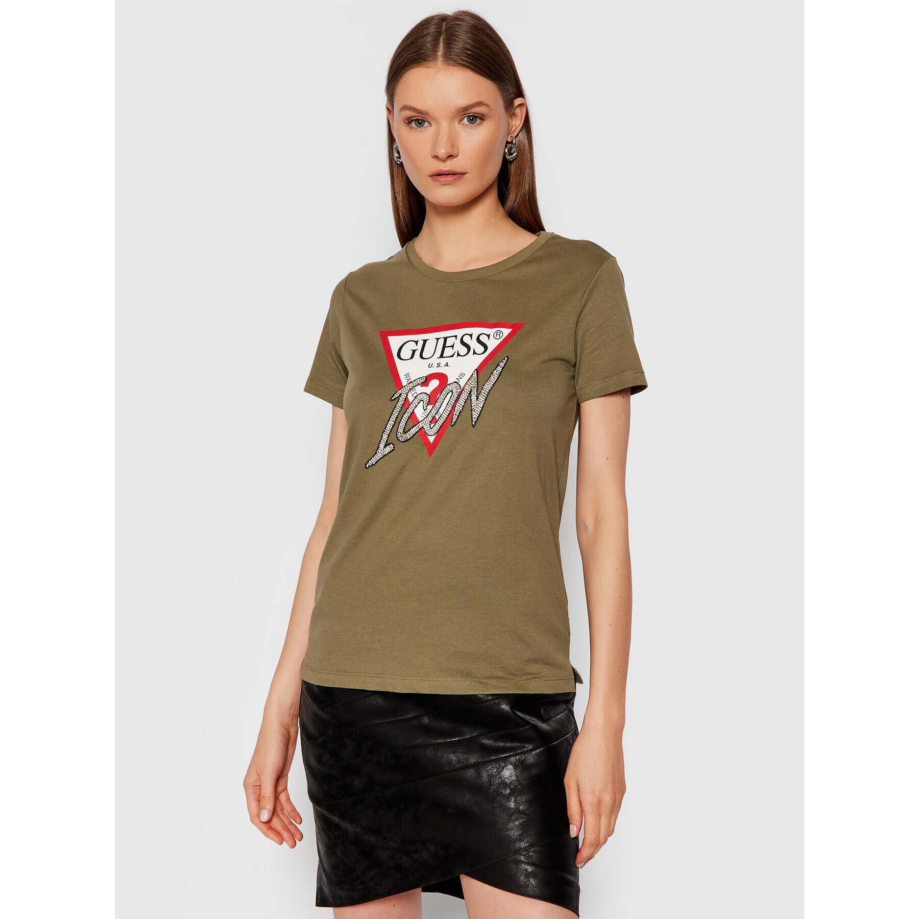 Guess Тишърт Icon W1YI0Y I3Z00 Зелен Regular Fit - Pepit.bg