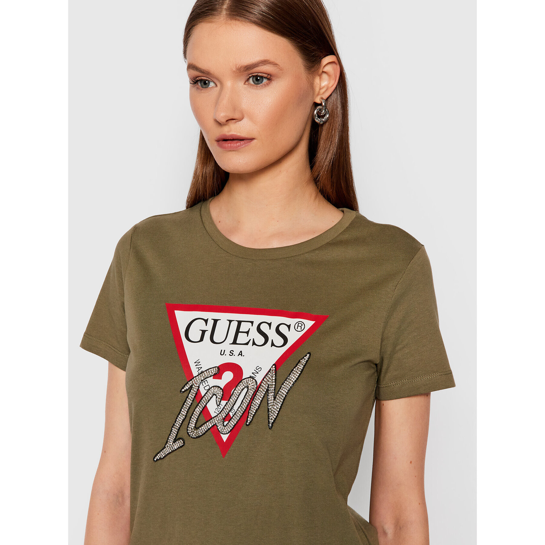 Guess Тишърт Icon W1YI0Y I3Z00 Зелен Regular Fit - Pepit.bg
