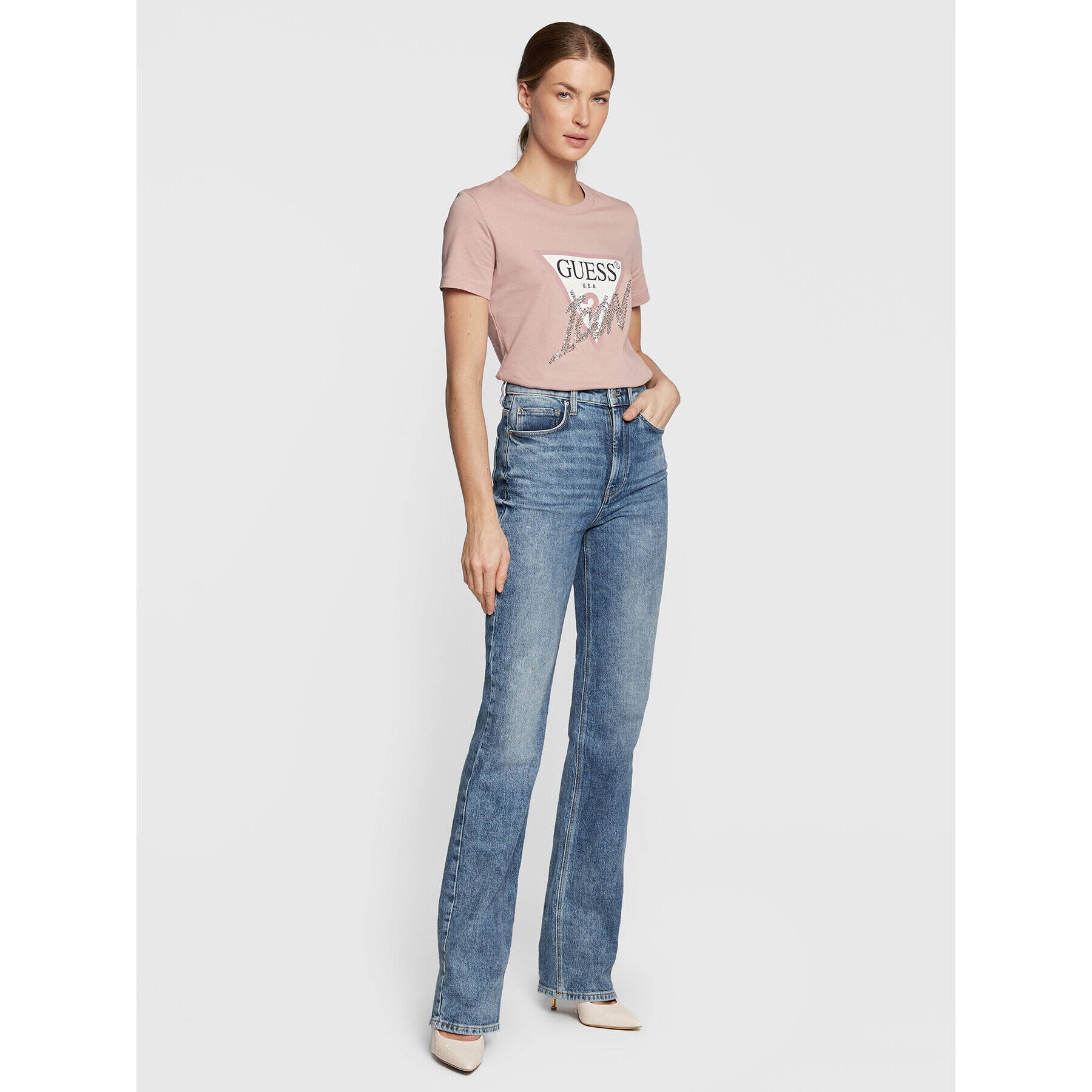 Guess Тишърт Icon W2BI12 I3Z13 Розов Regular Fit - Pepit.bg
