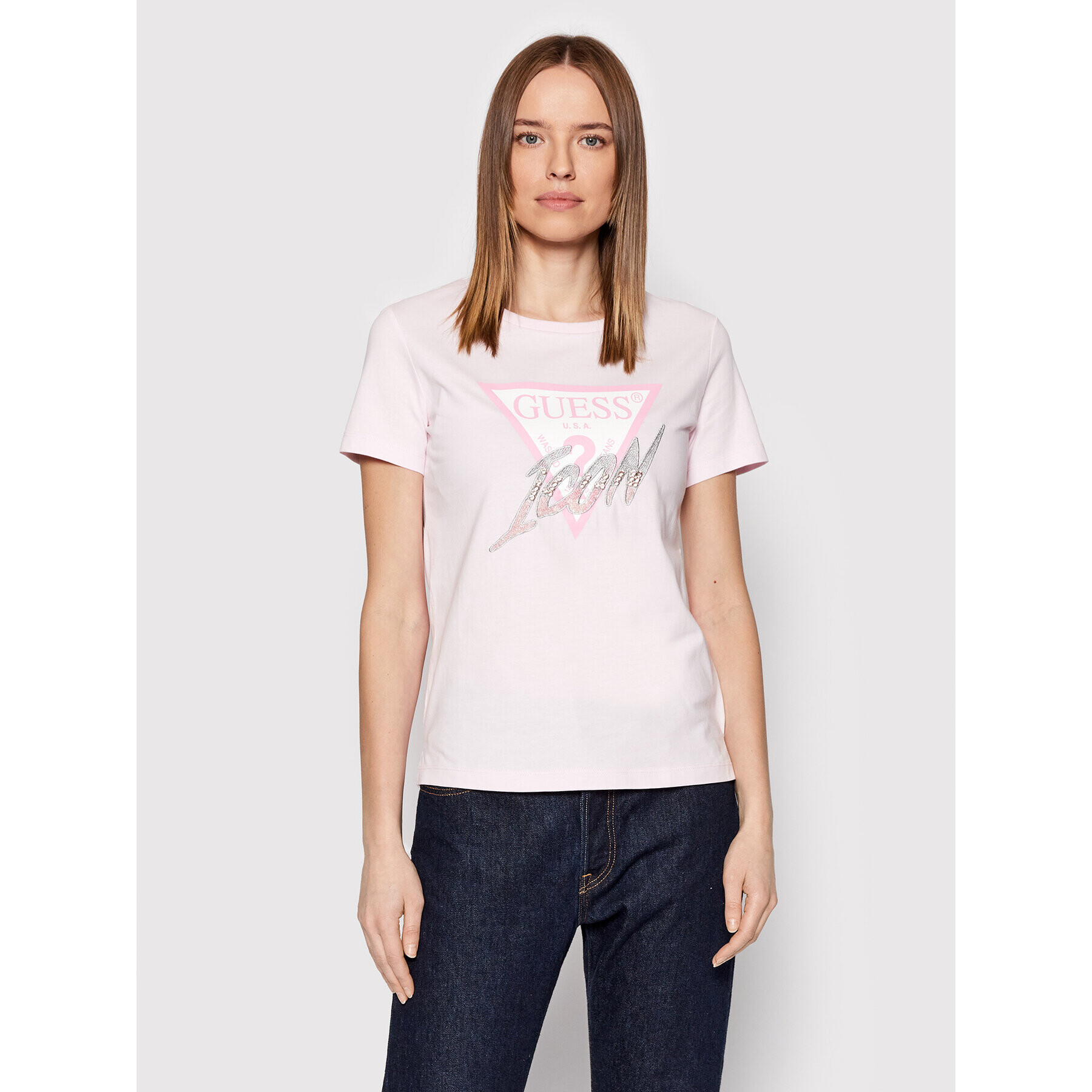 Guess Тишърт Icon W2GI02 I3Z11 Розов Regualr Fit - Pepit.bg
