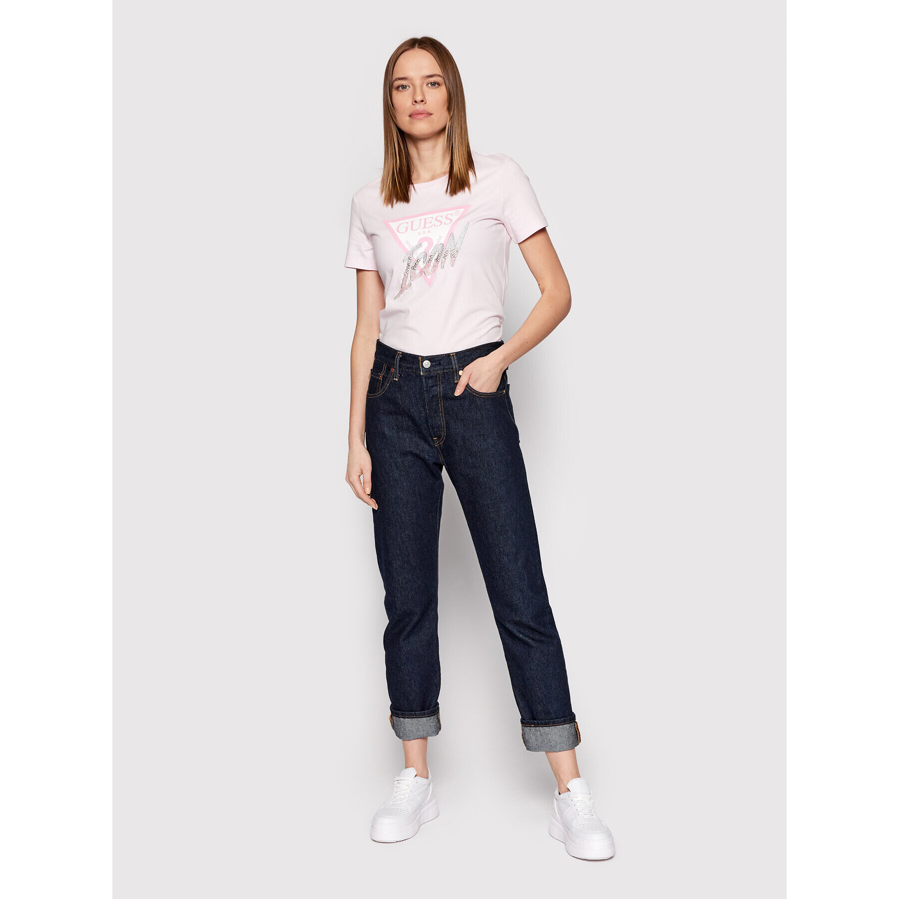 Guess Тишърт Icon W2GI02 I3Z11 Розов Regualr Fit - Pepit.bg