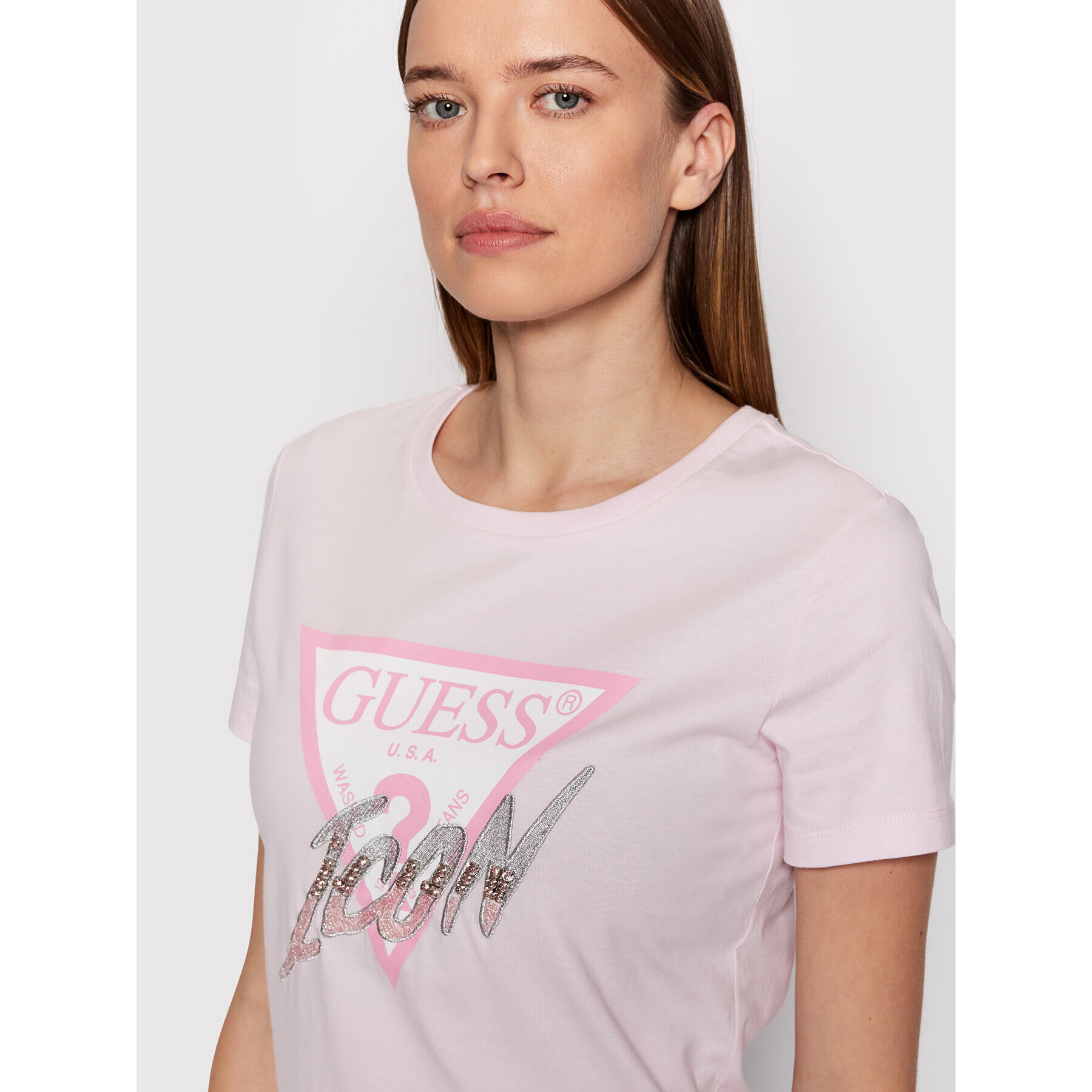 Guess Тишърт Icon W2GI02 I3Z11 Розов Regualr Fit - Pepit.bg