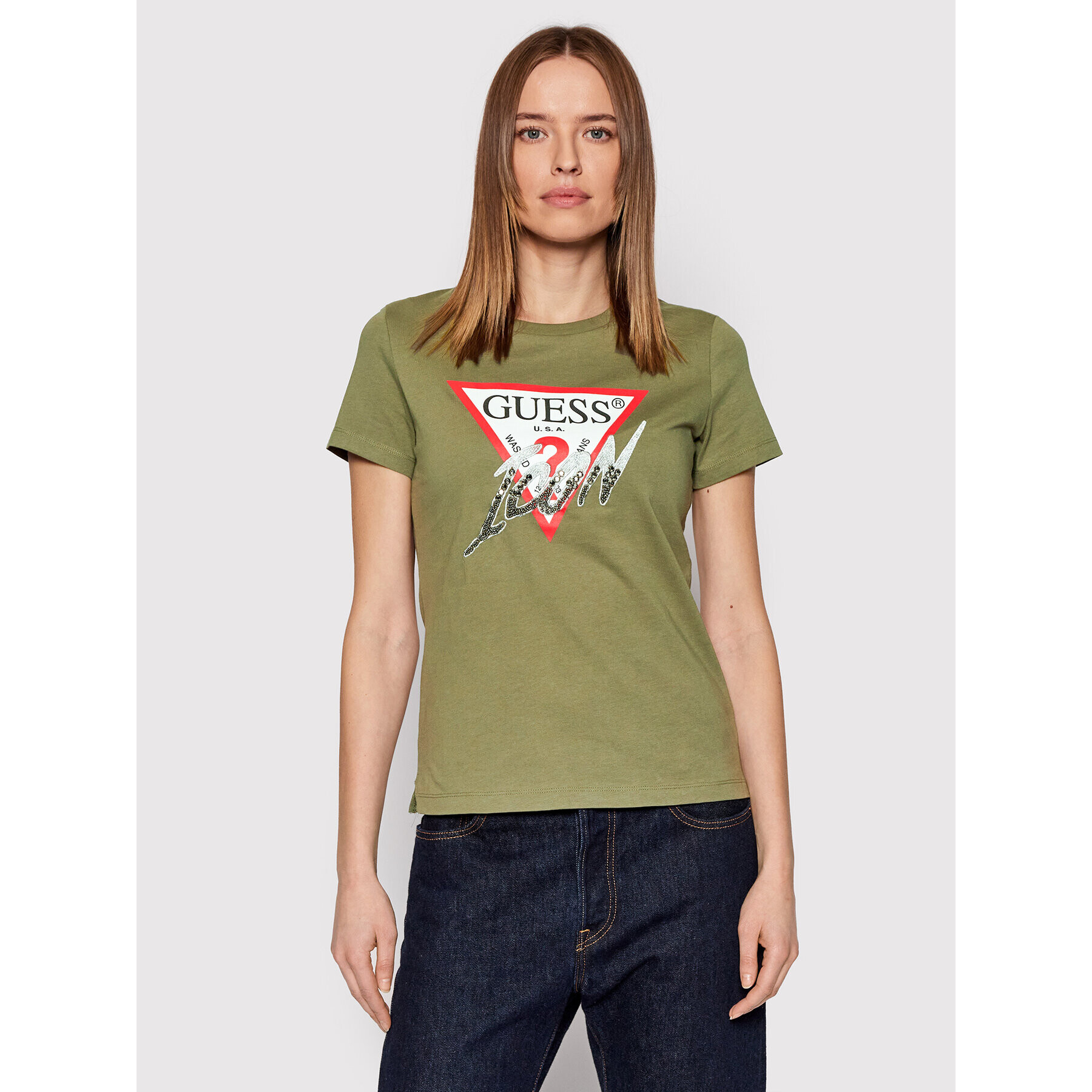 Guess Тишърт Icon W2GI02 I3Z11 Зелен Regular Fit - Pepit.bg