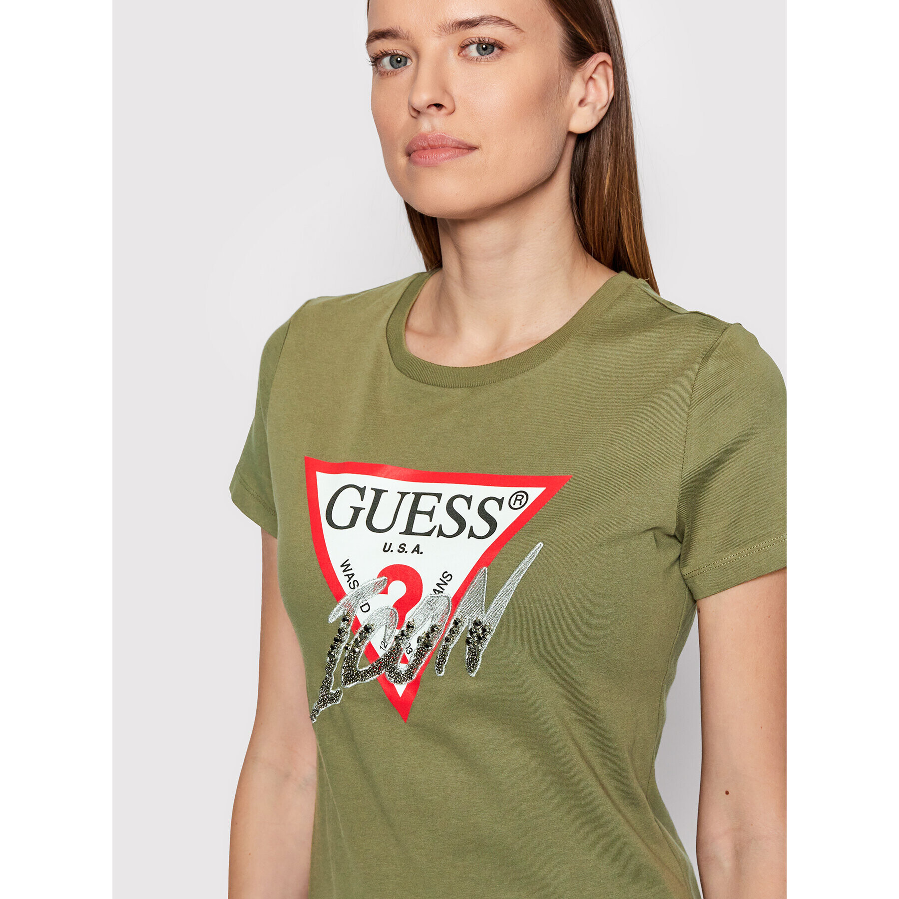 Guess Тишърт Icon W2GI02 I3Z11 Зелен Regular Fit - Pepit.bg