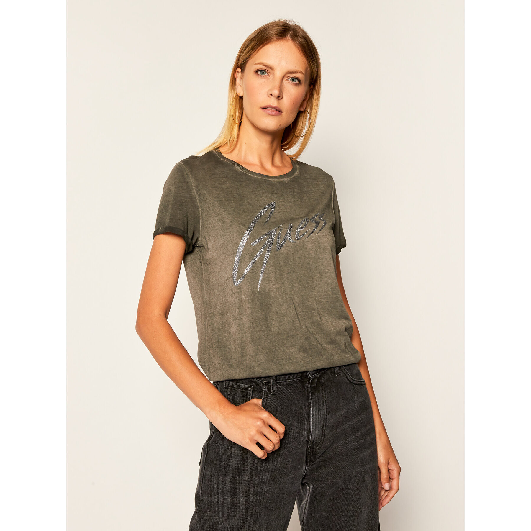 Guess Тишърт Ivonne W0YI24 K46D1 Сив Regular Fit - Pepit.bg