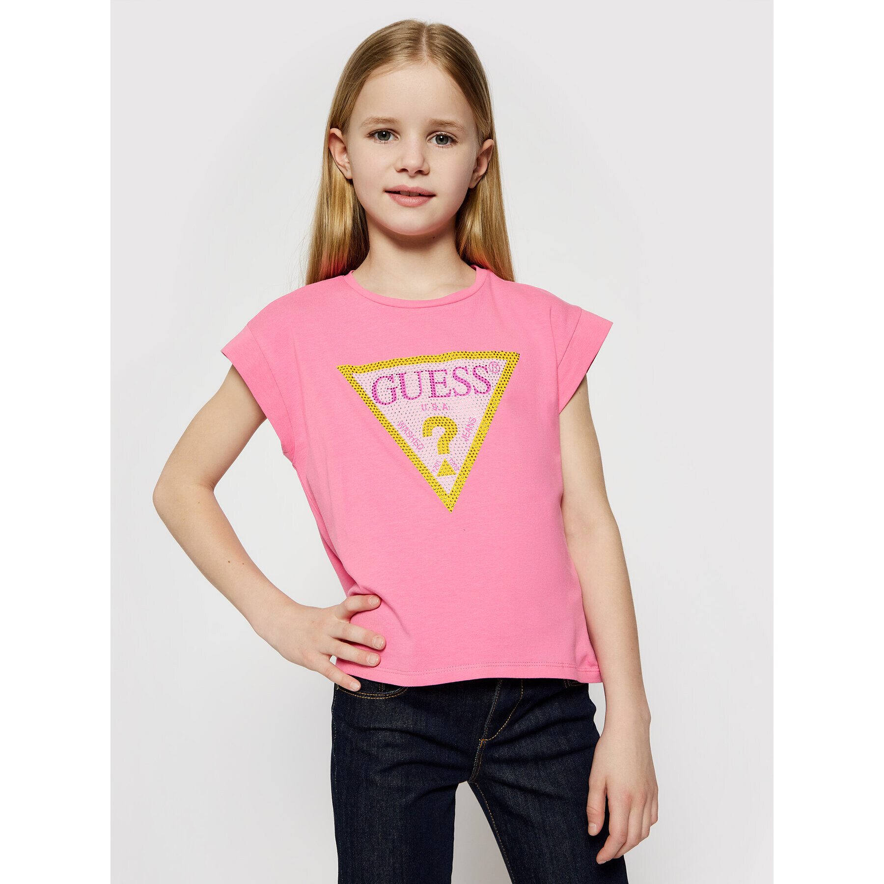 Guess Тишърт J1RI26 K6YW1 Розов Regular Fit - Pepit.bg