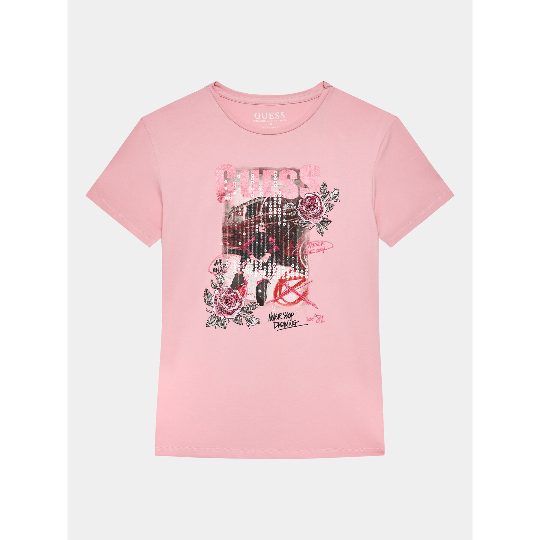 Guess Тишърт J3BI19 J1314 Розов Regular Fit - Pepit.bg