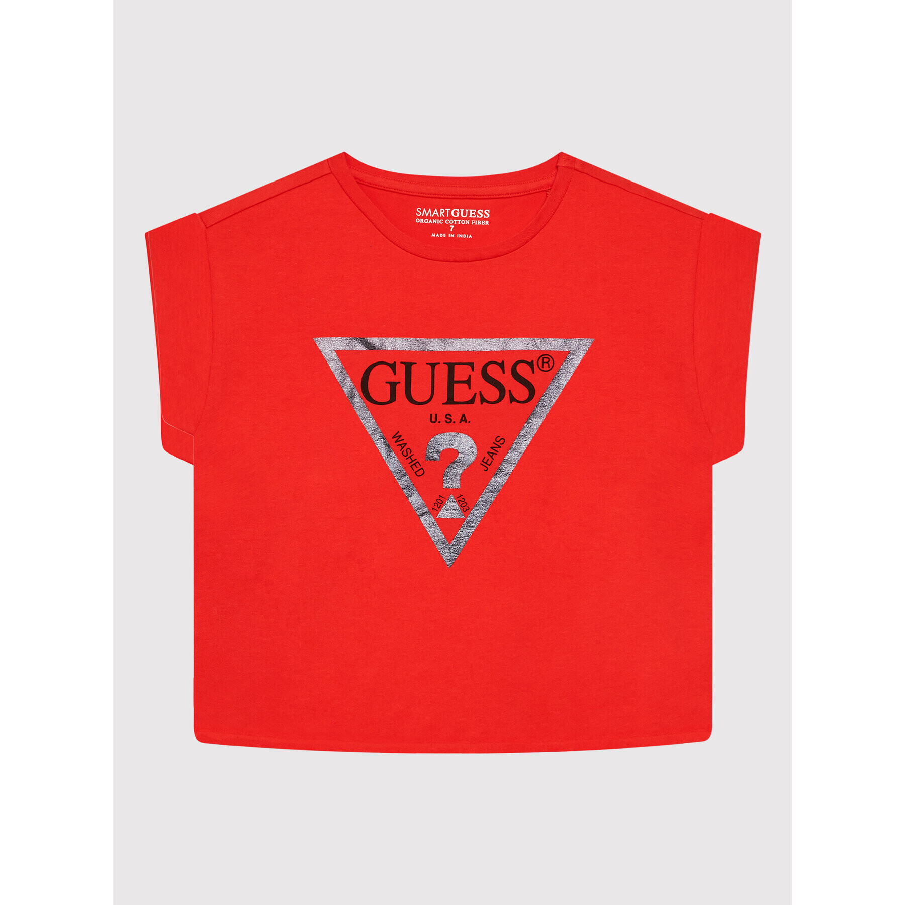 Guess Тишърт J81I15 J1311 Червен Cropped Fit - Pepit.bg