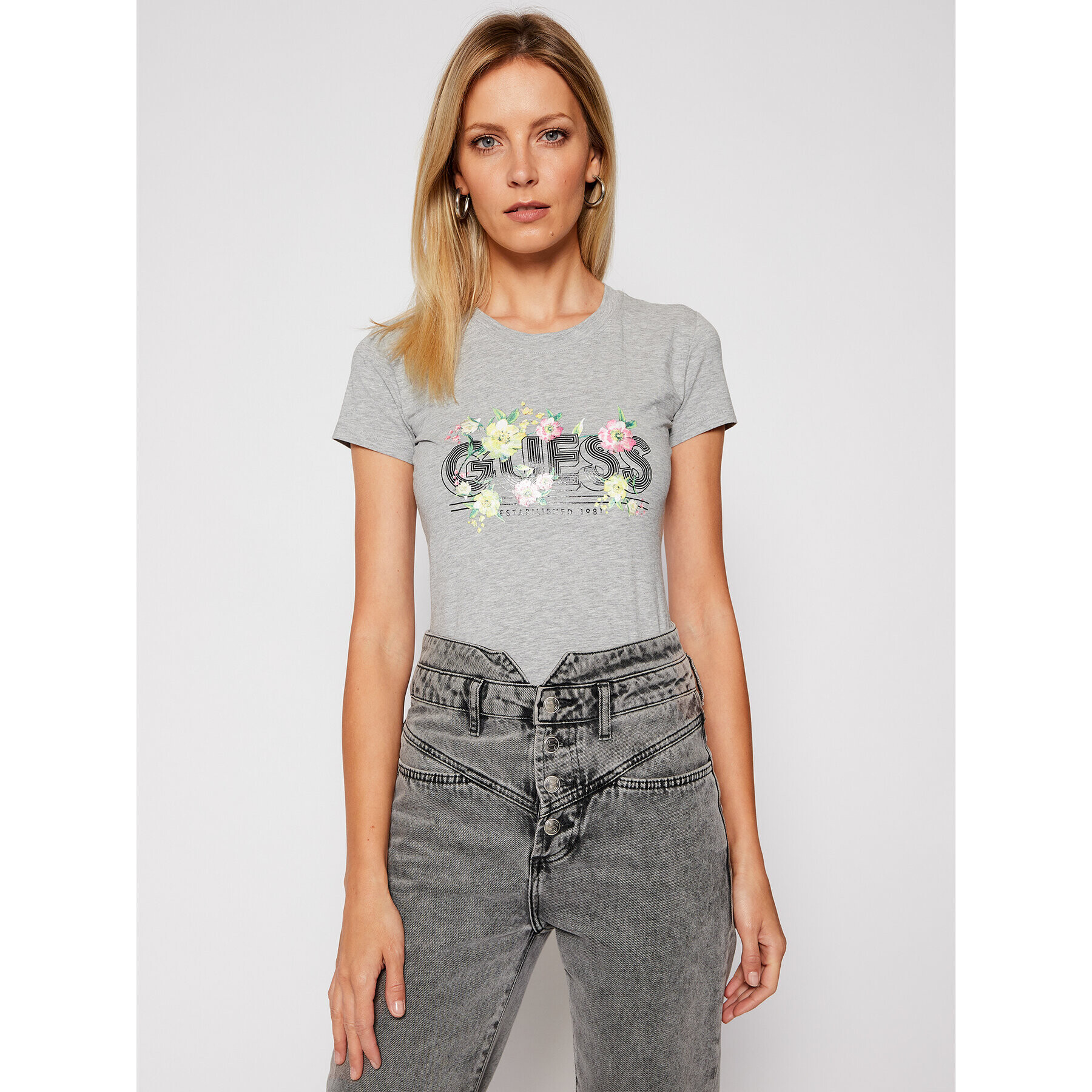 Guess Тишърт Janel W0BI71 J1300 Сив Slim Fit - Pepit.bg