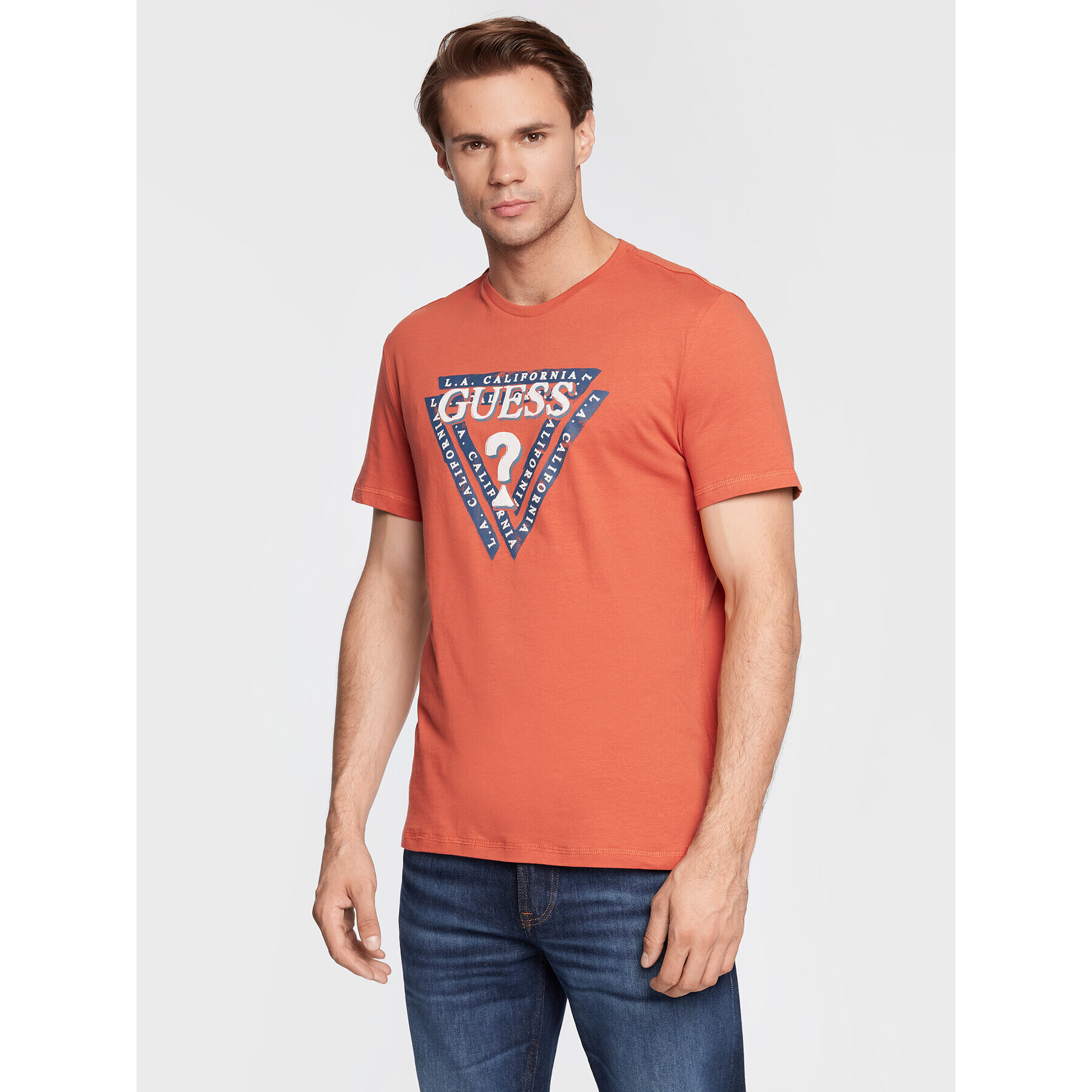 Guess Тишърт Jasin M2BI43 J1314 Оранжев Slim Fit - Pepit.bg