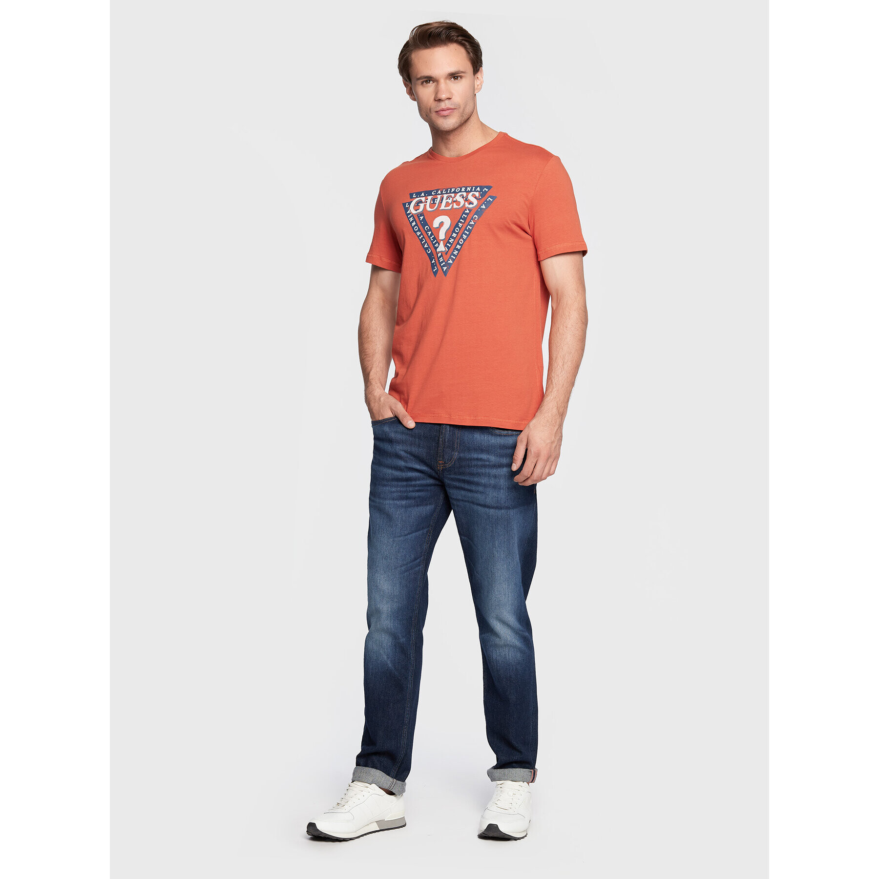 Guess Тишърт Jasin M2BI43 J1314 Оранжев Slim Fit - Pepit.bg