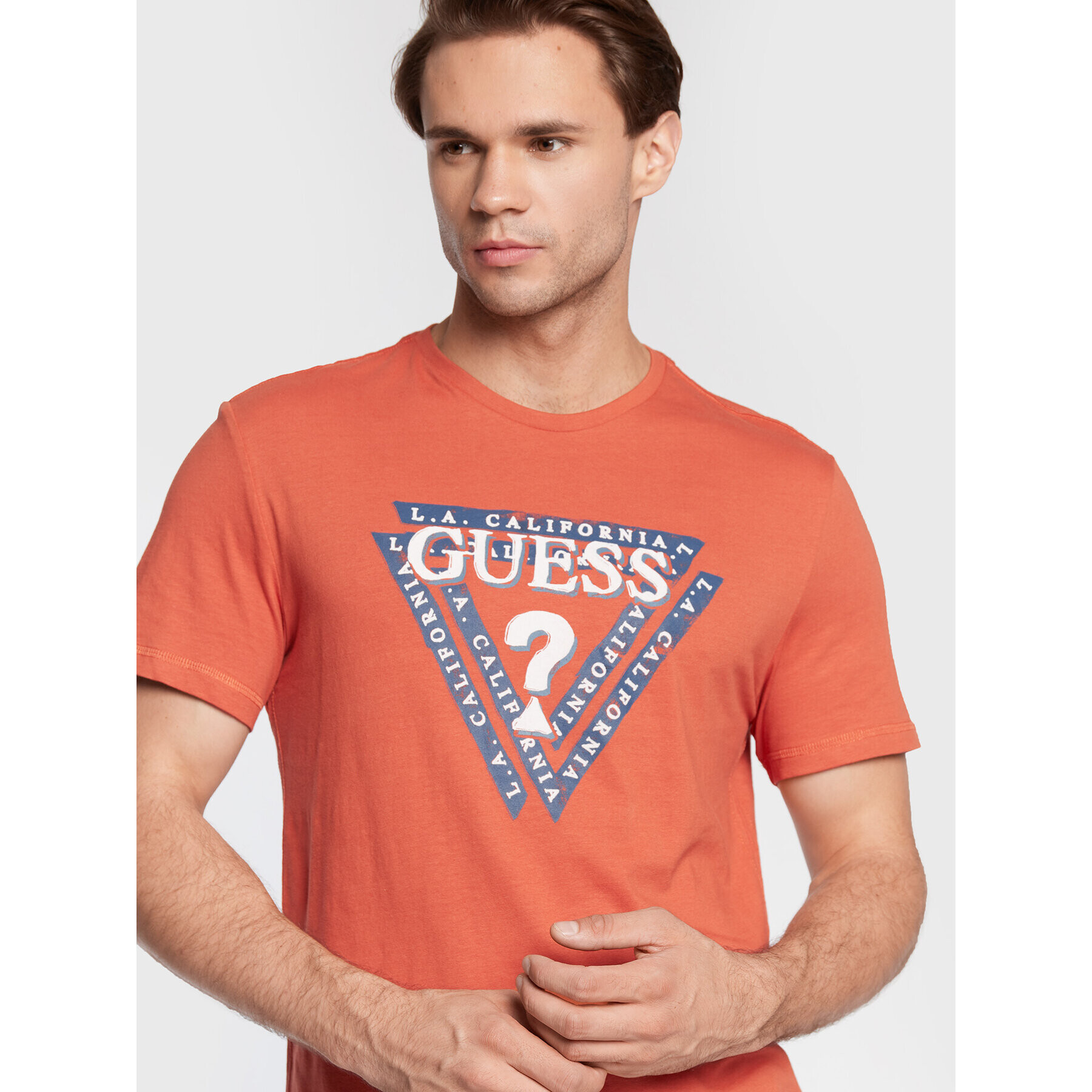 Guess Тишърт Jasin M2BI43 J1314 Оранжев Slim Fit - Pepit.bg