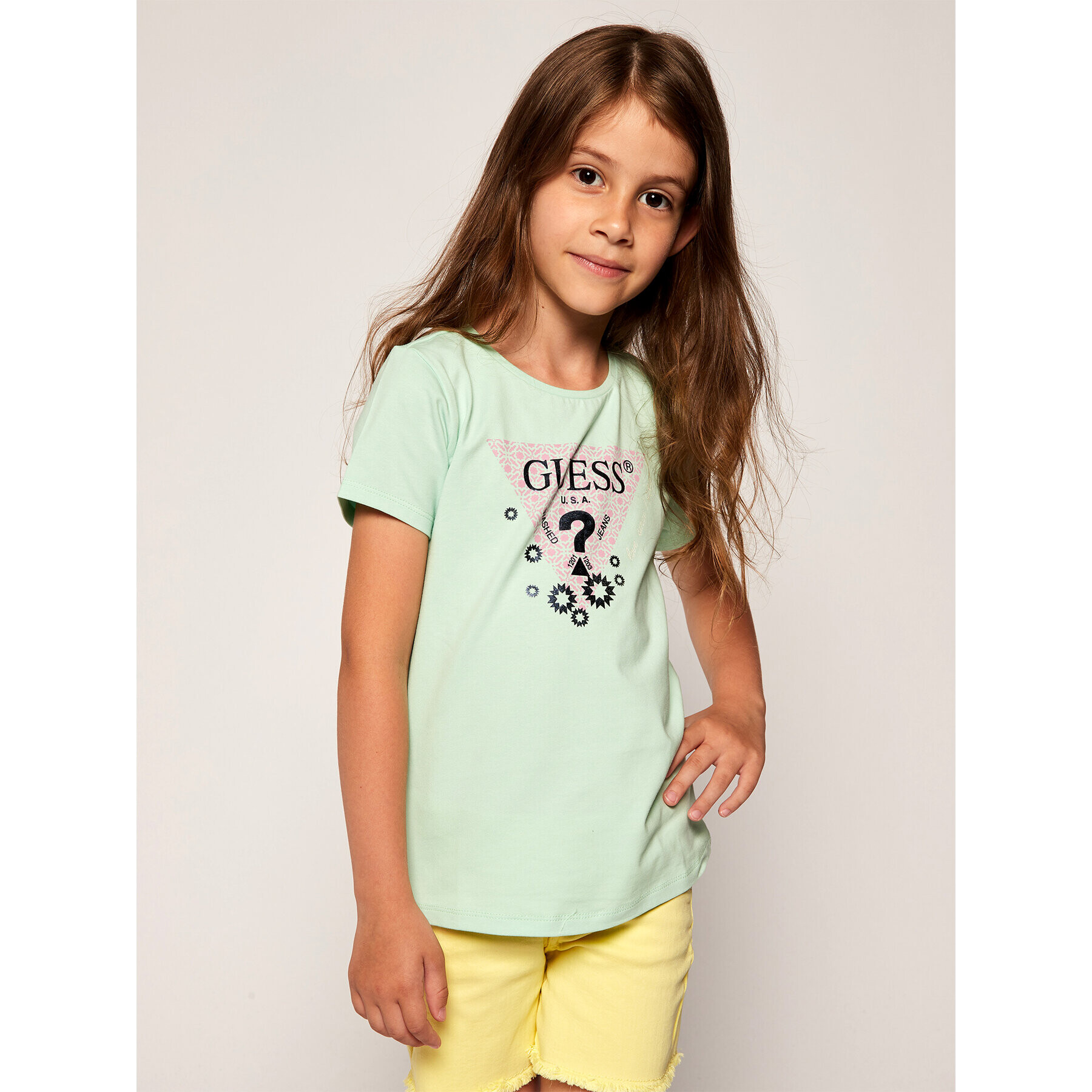 Guess Тишърт K02I00 K6YW0 Зелен Regular Fit - Pepit.bg