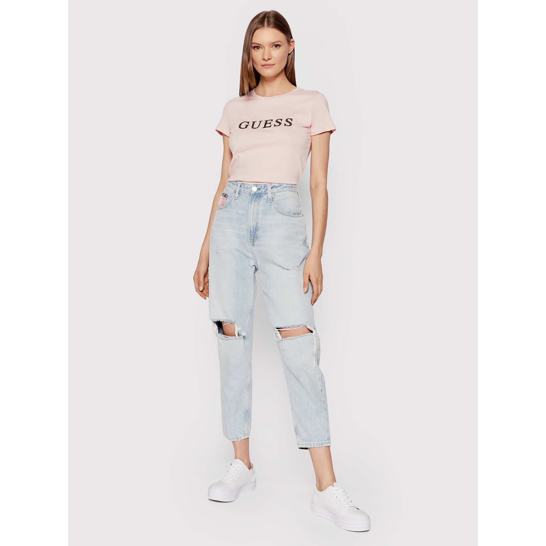 Guess Тишърт Kimetz W1BI06 JA911 Розов Regular Fit - Pepit.bg