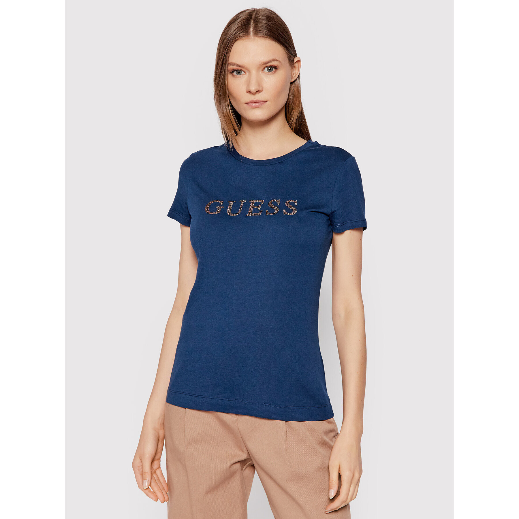 Guess Тишърт Kimetz W1BI06 JA911 Тъмносин Regular Fit - Pepit.bg