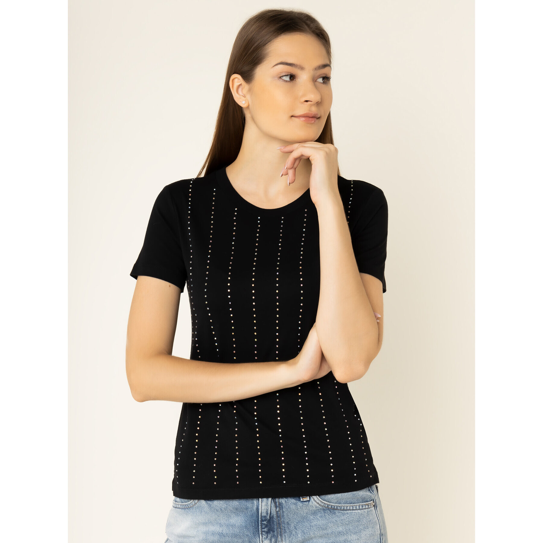 Guess Тишърт Krystal Tee W01I70 K46D0 Черен Regular Fit - Pepit.bg