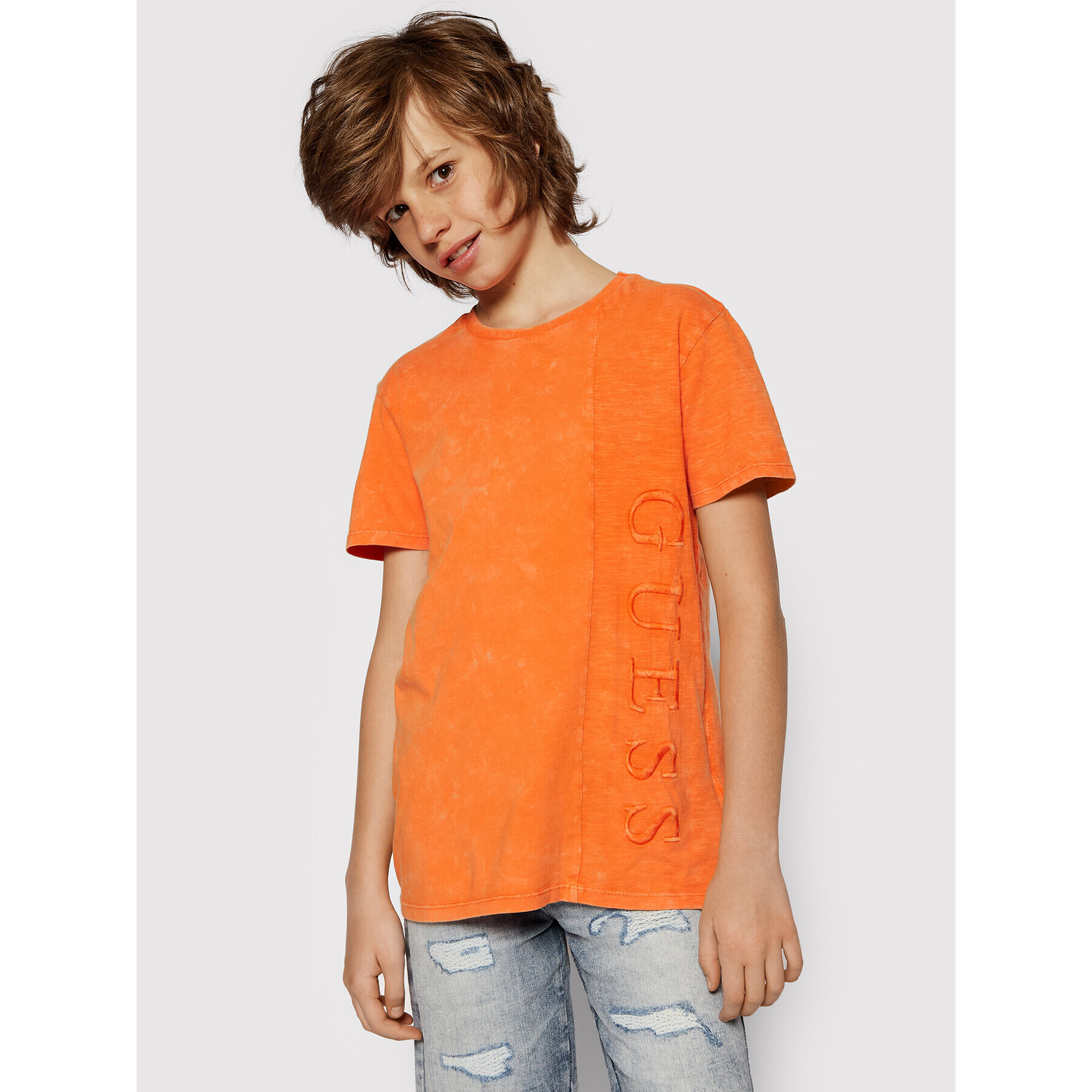 Guess Тишърт L1RI26 K8HM0 Оранжев Regular Fit - Pepit.bg