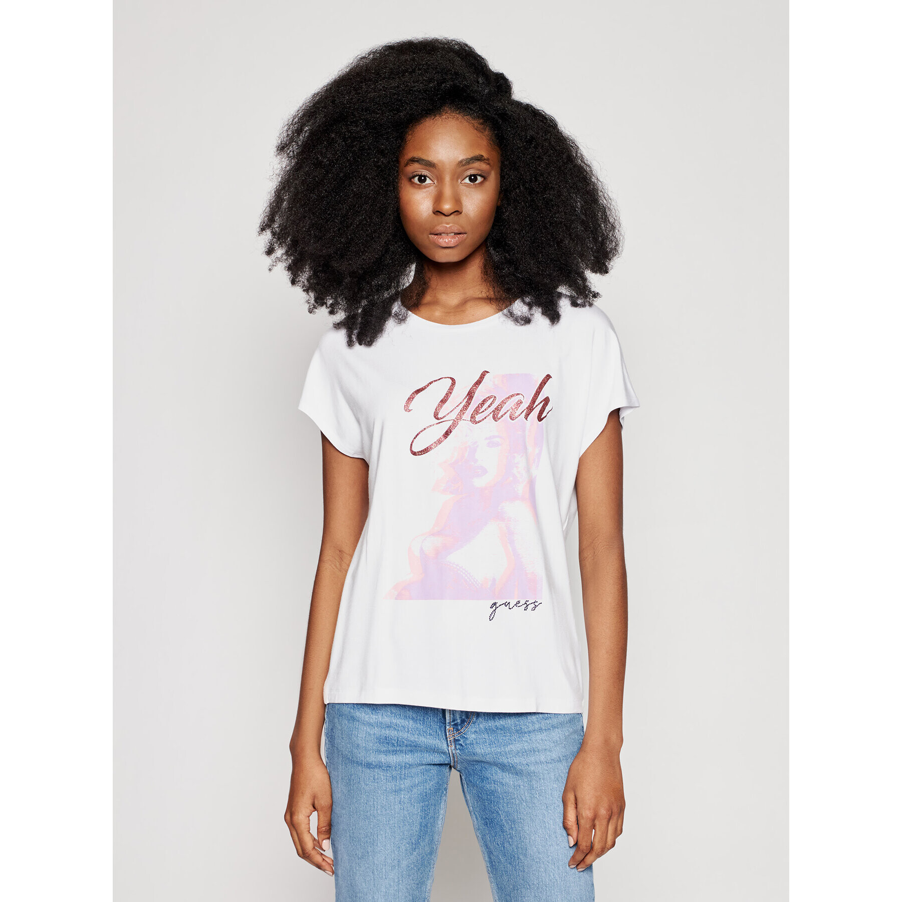 Guess Тишърт Leona W1GI0D K68D2 Бял Regular Fit - Pepit.bg
