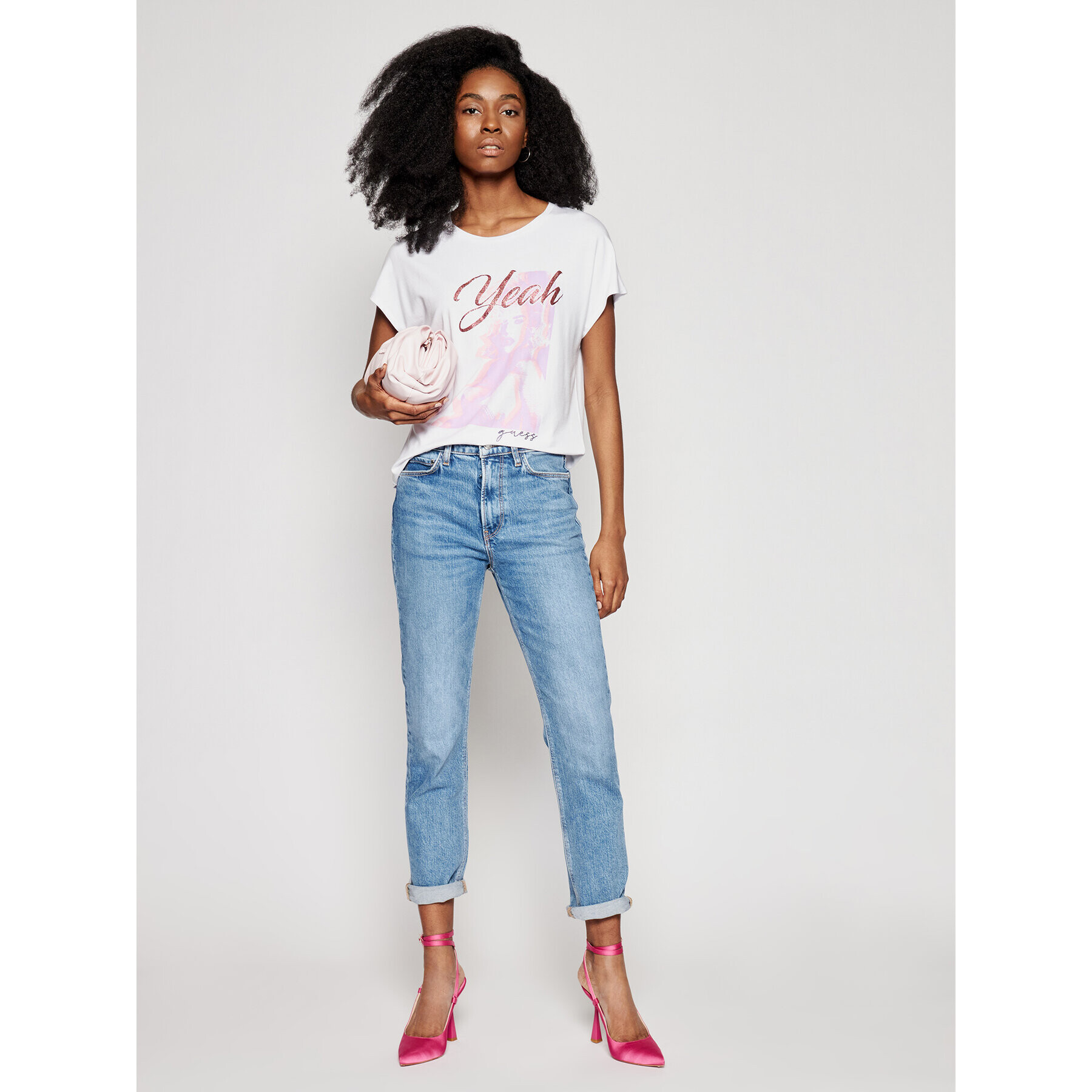 Guess Тишърт Leona W1GI0D K68D2 Бял Regular Fit - Pepit.bg