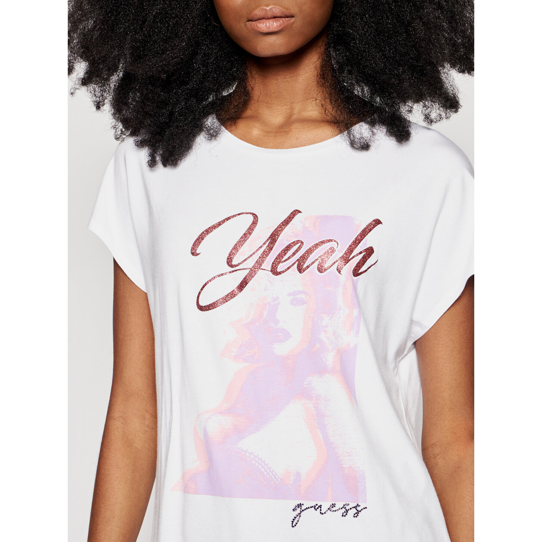 Guess Тишърт Leona W1GI0D K68D2 Бял Regular Fit - Pepit.bg