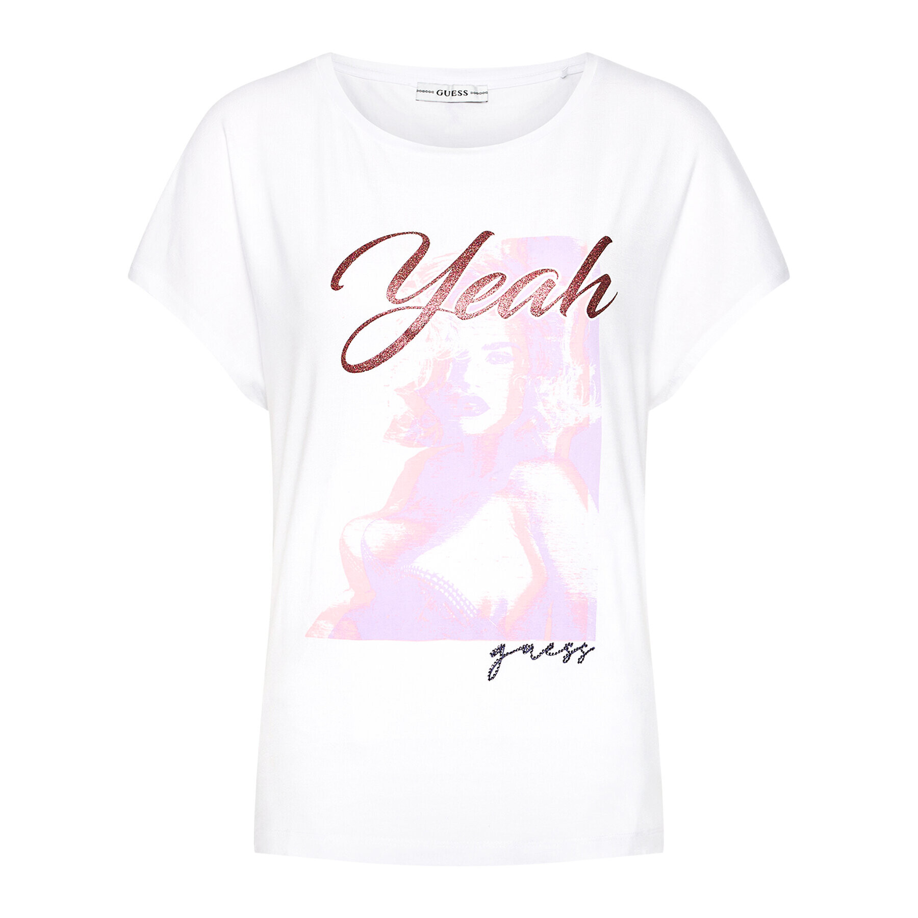 Guess Тишърт Leona W1GI0D K68D2 Бял Regular Fit - Pepit.bg