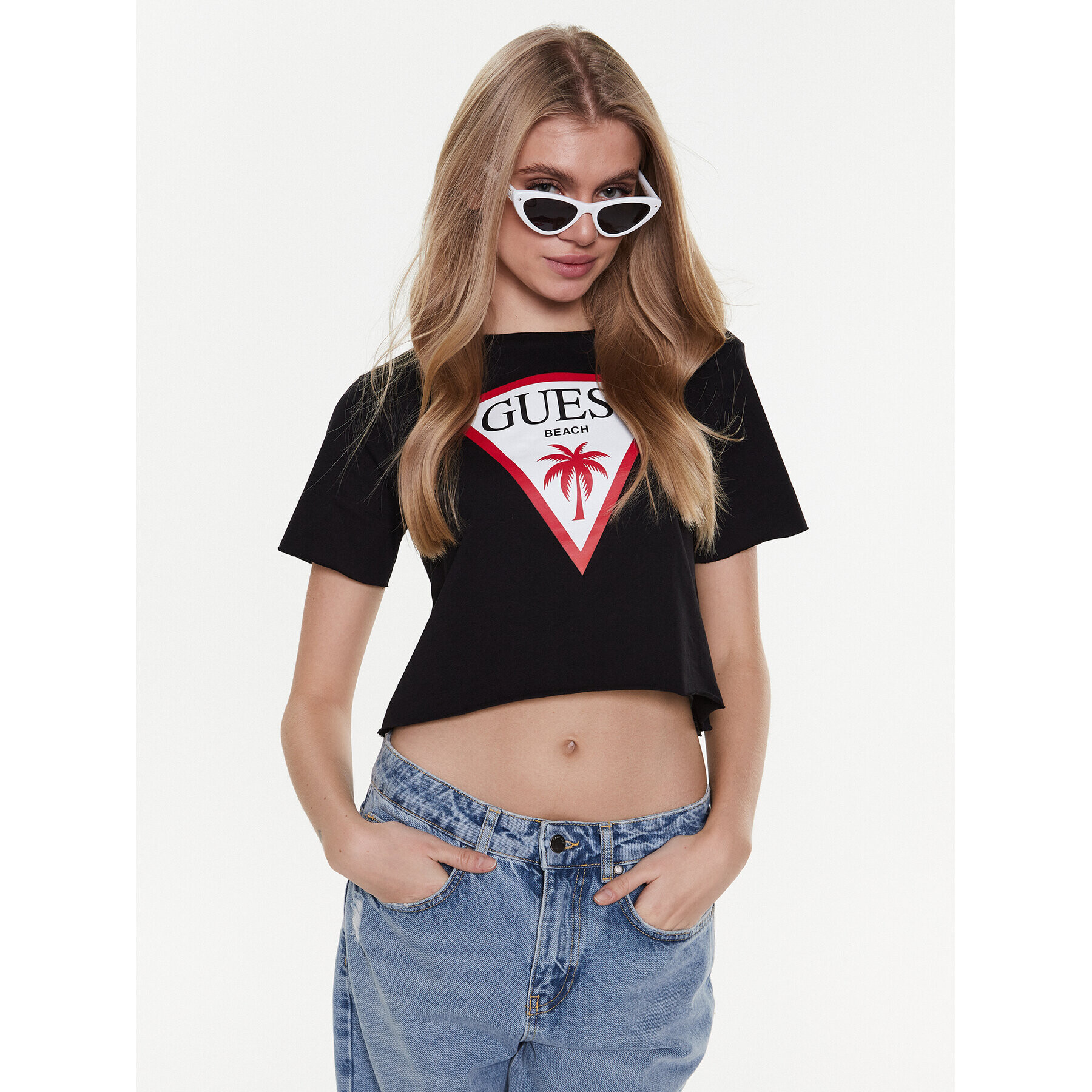 Guess Тишърт Logo E02I01 JA914 Черен Boxy Fit - Pepit.bg