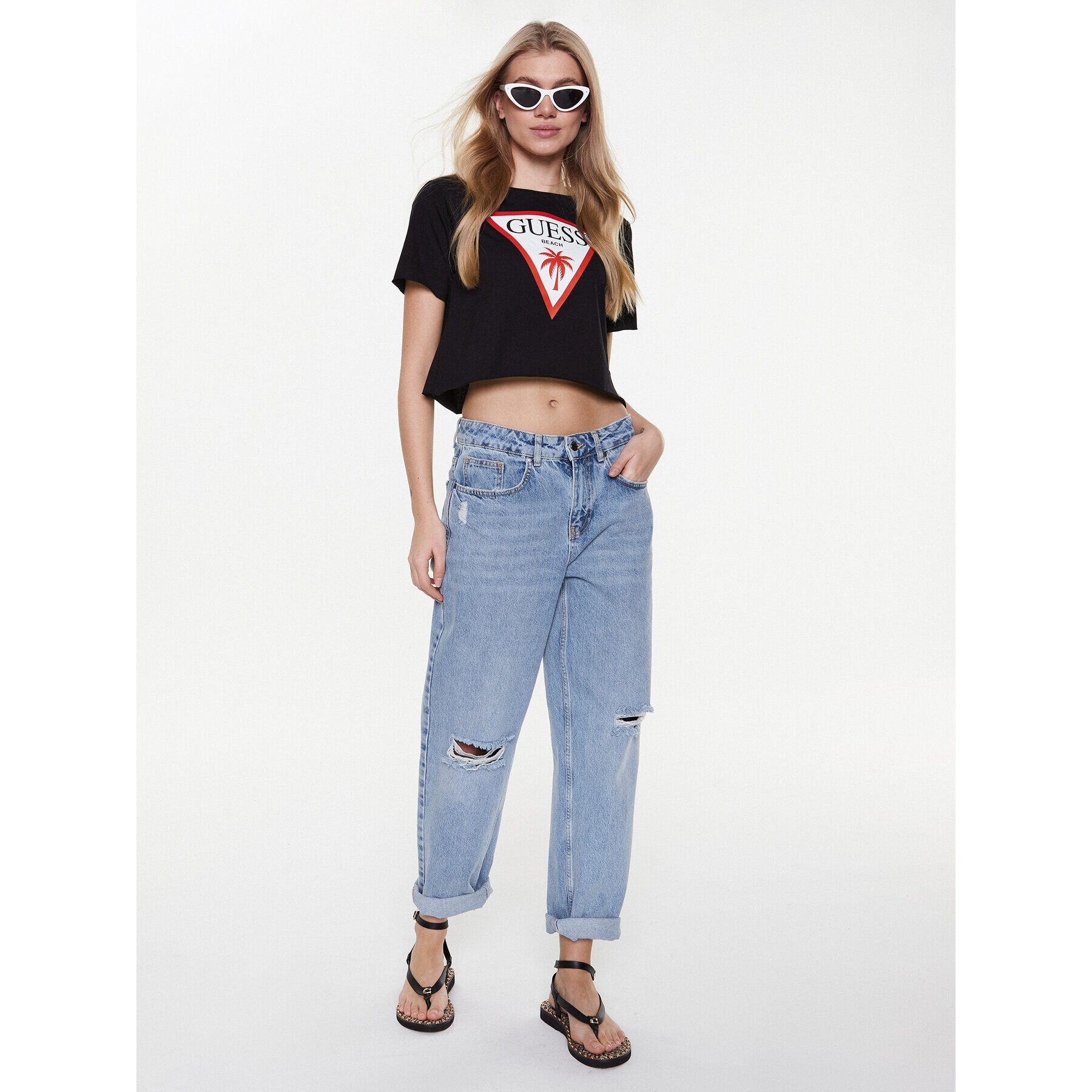 Guess Тишърт Logo E02I01 JA914 Черен Boxy Fit - Pepit.bg