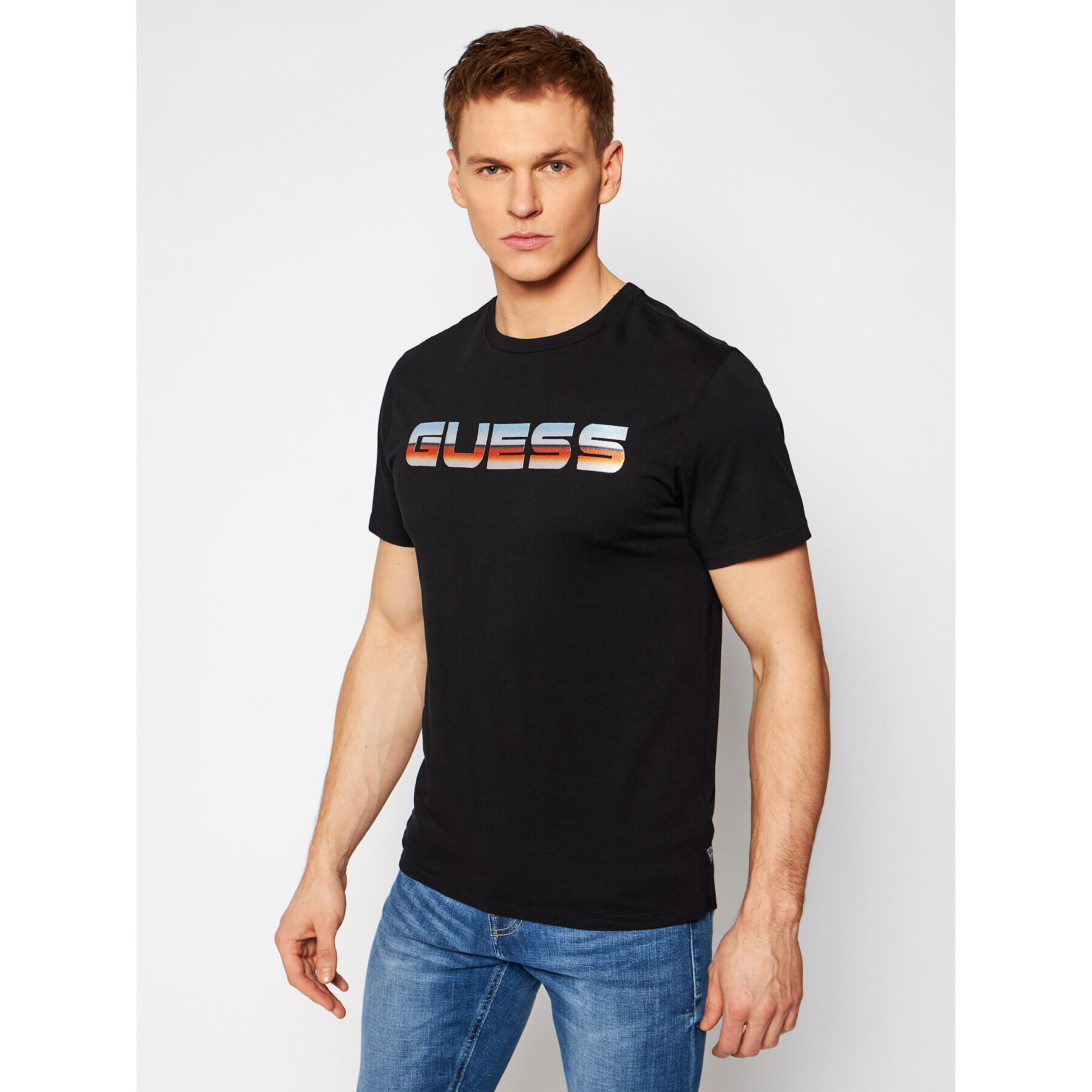 Guess Тишърт Logo M0RP48 R9RM2 Черен Slim Fit - Pepit.bg