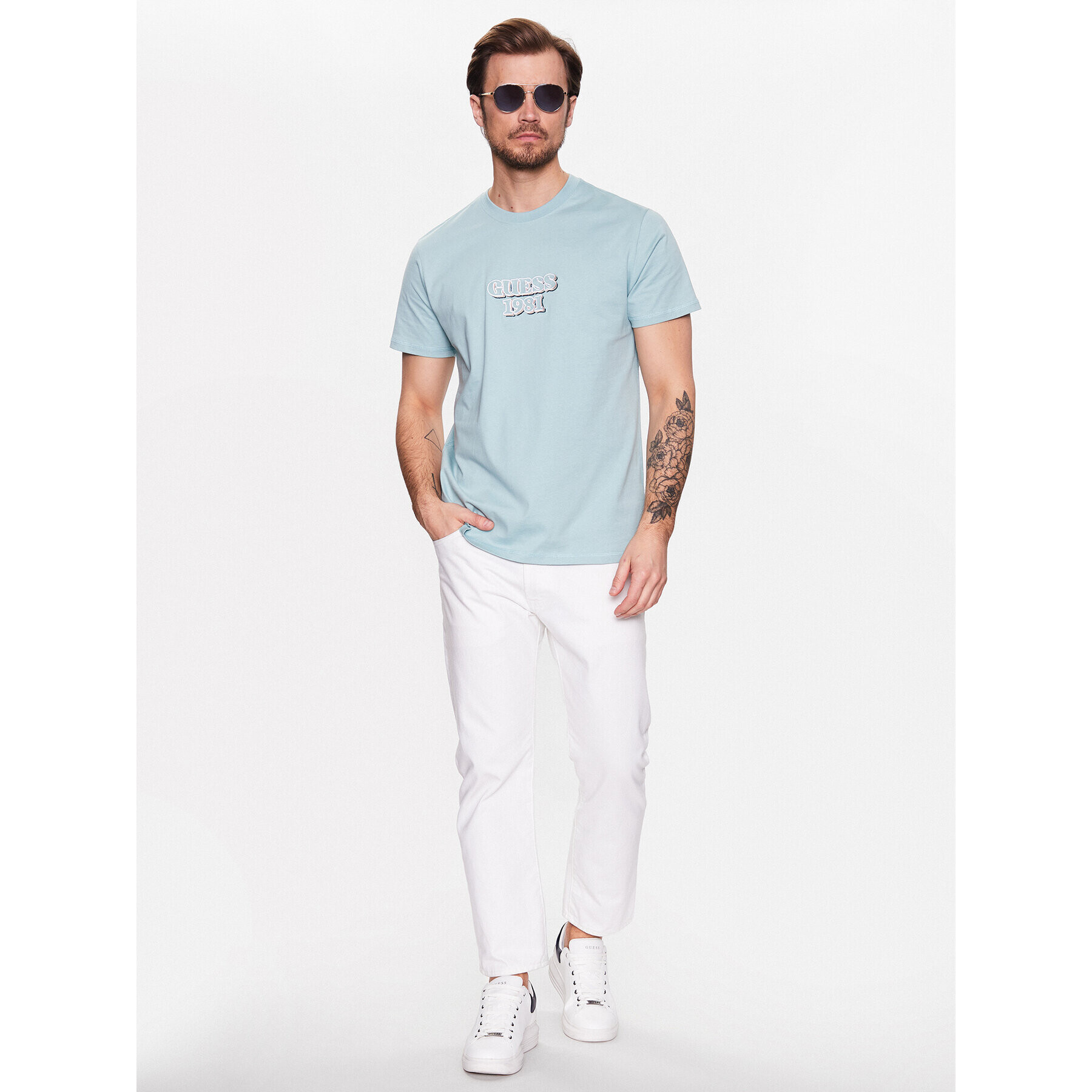 Guess Тишърт Logo M3GI30 K8FQ4 Зелен Slim Fit - Pepit.bg