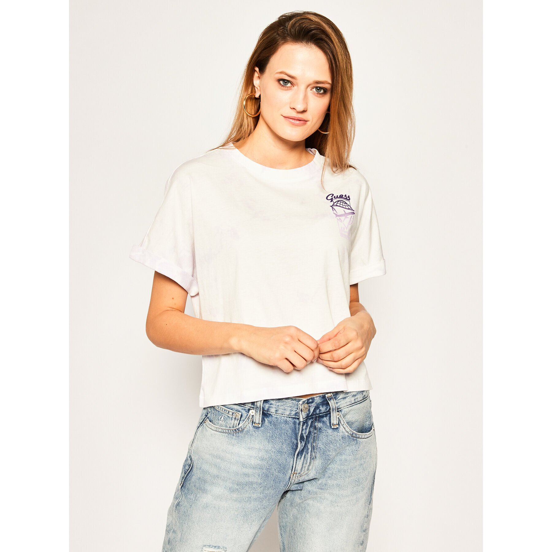 Guess Тишърт Lola W0GI90 JA900 Бял Regular Fit - Pepit.bg