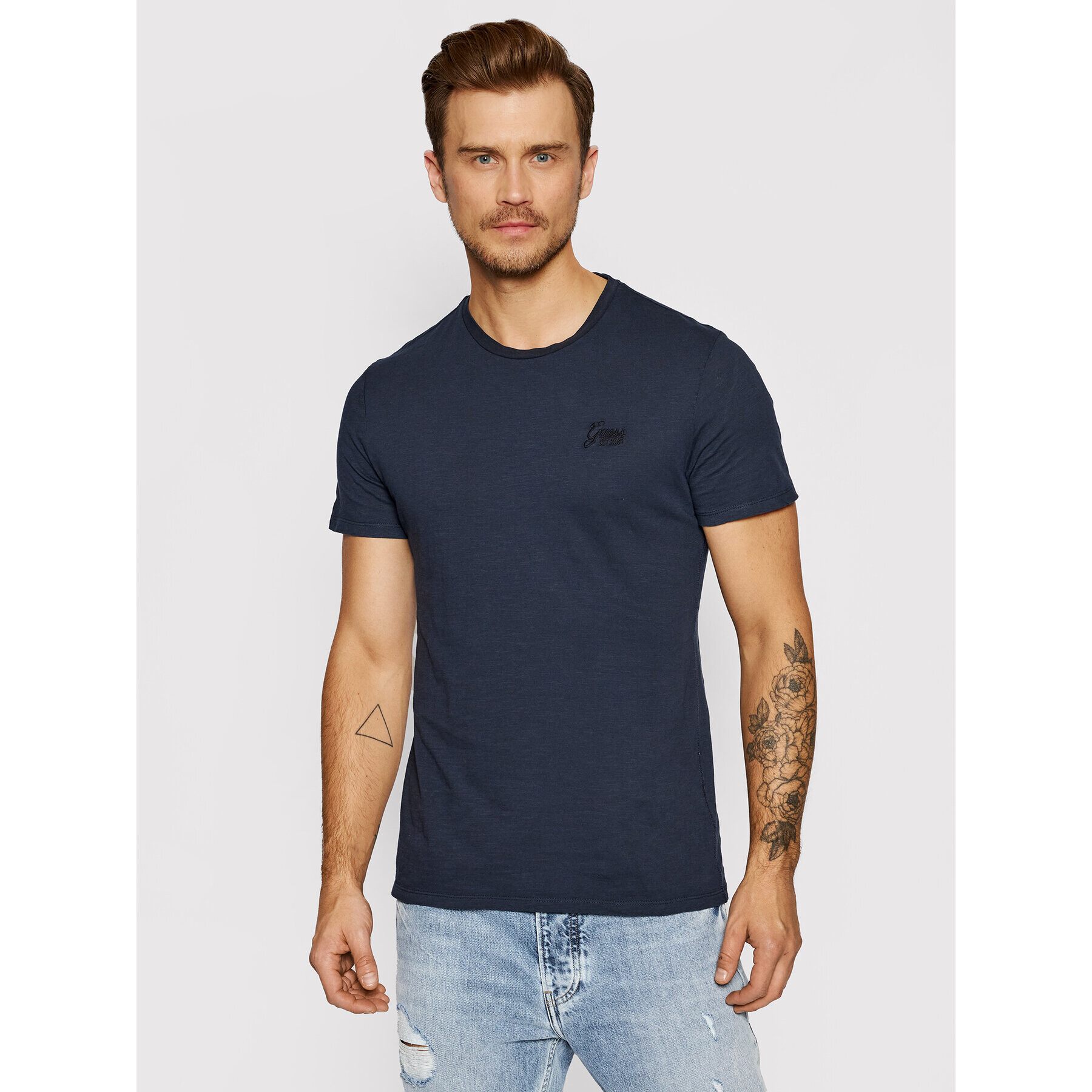 Guess Тишърт M1BI04 K6XN1 Тъмносин Slim Fit - Pepit.bg