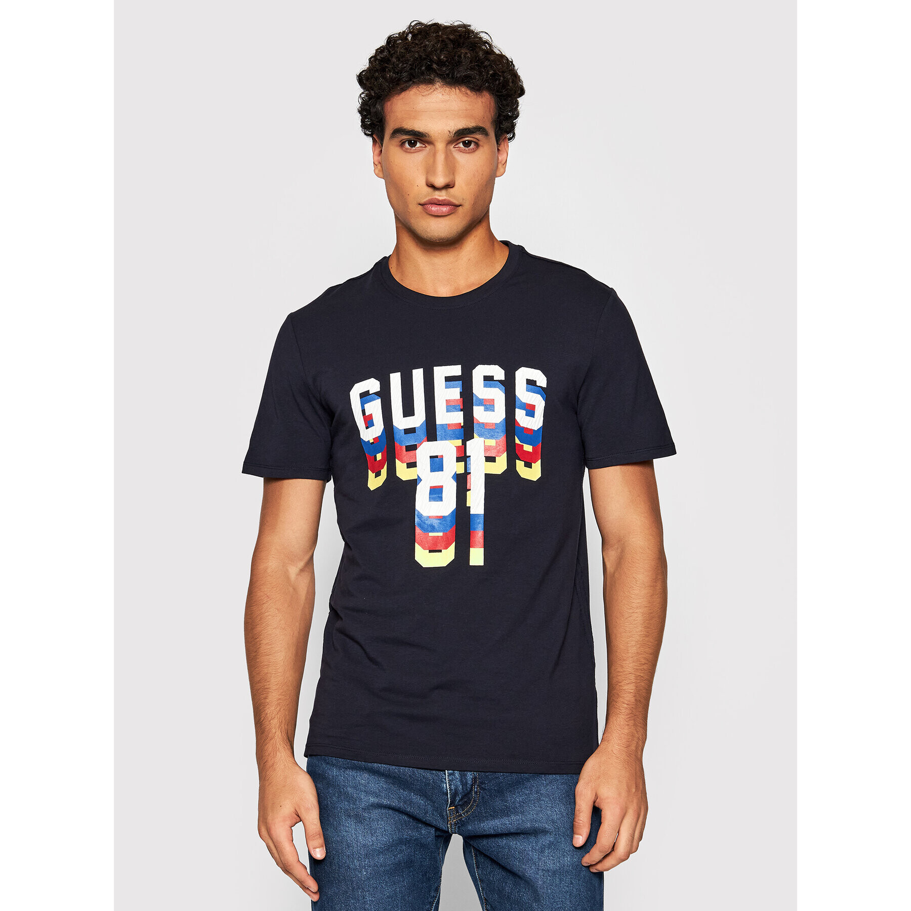 Guess Тишърт M1BI37 J1311 Тъмносин Slim Fit - Pepit.bg