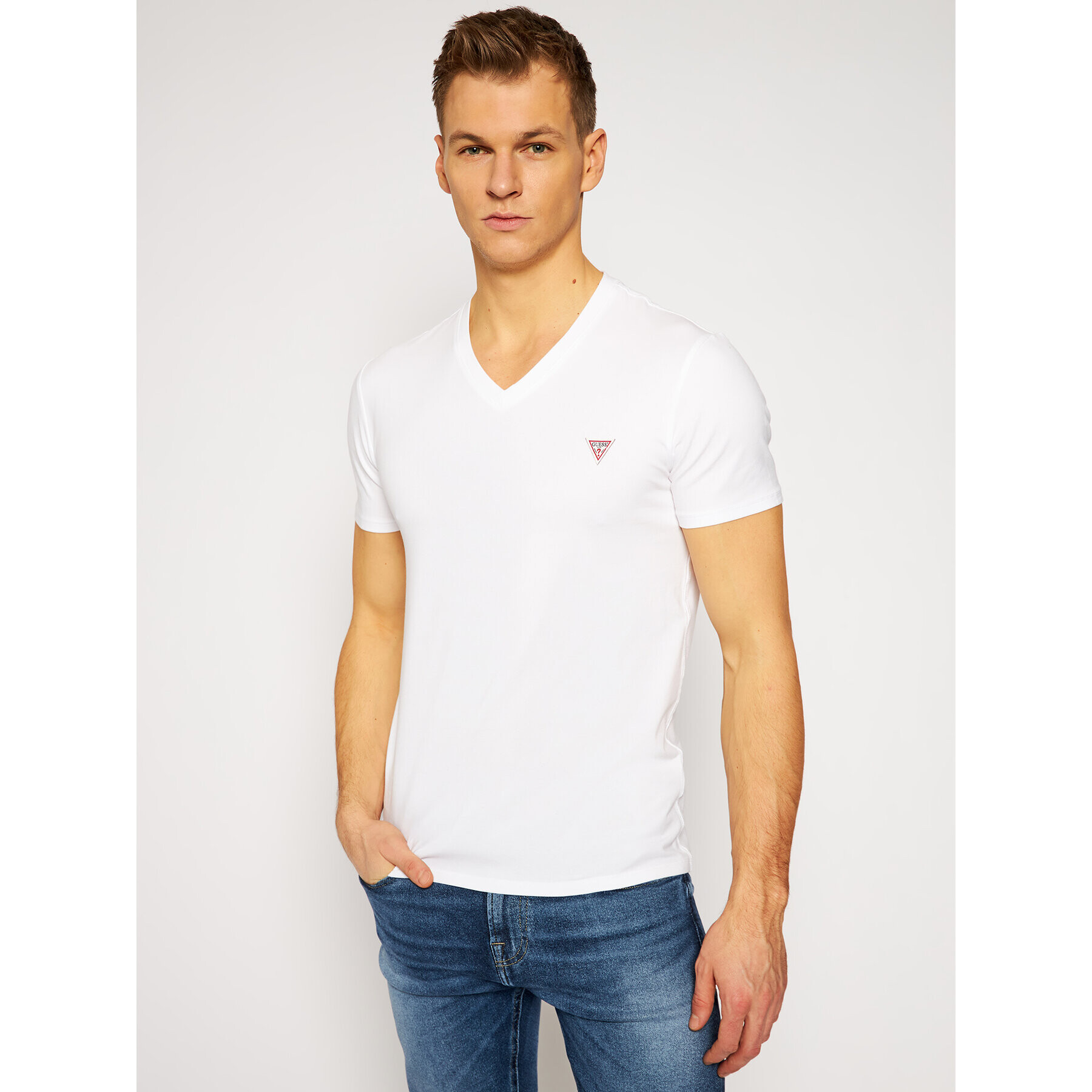 Guess Тишърт M1RI32 J1311 Бял Super Slim Fit - Pepit.bg