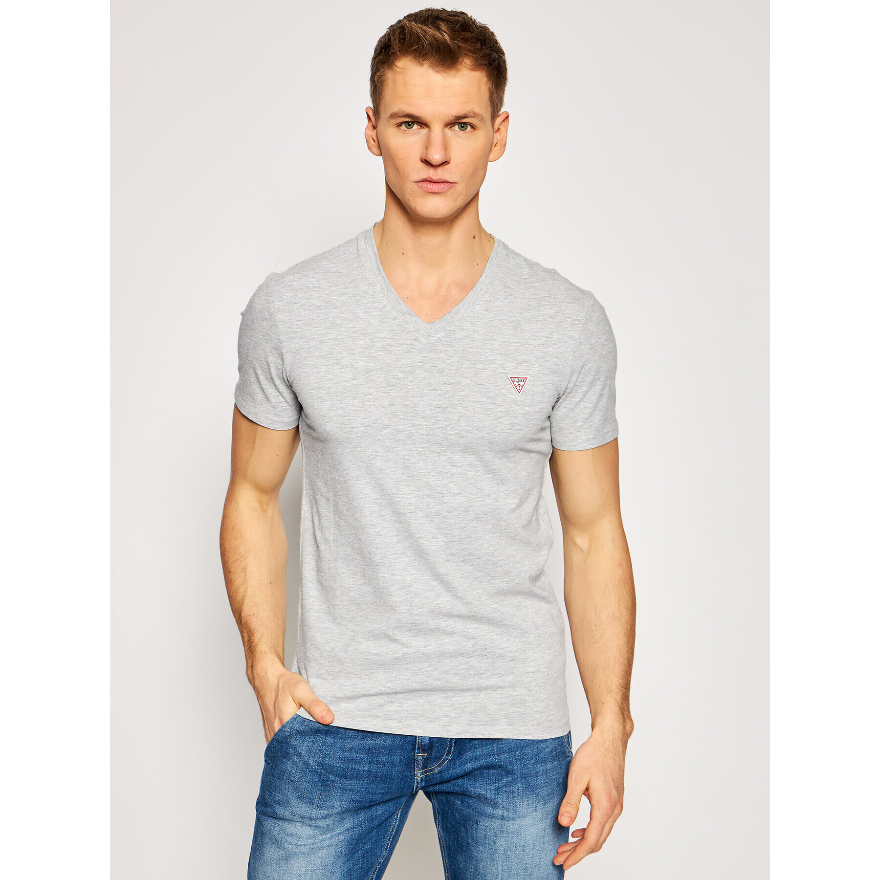 Guess Тишърт M1RI32 J1311 Сив Super Slim Fit - Pepit.bg