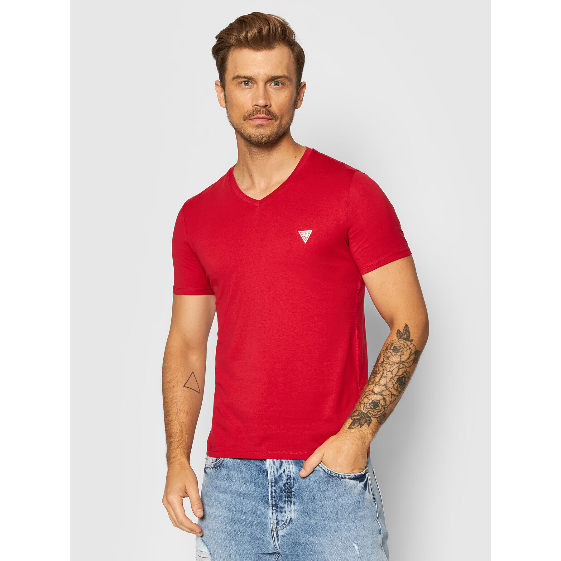 Guess Тишърт M1RI37 I3Z11 Червен Slim Fit - Pepit.bg