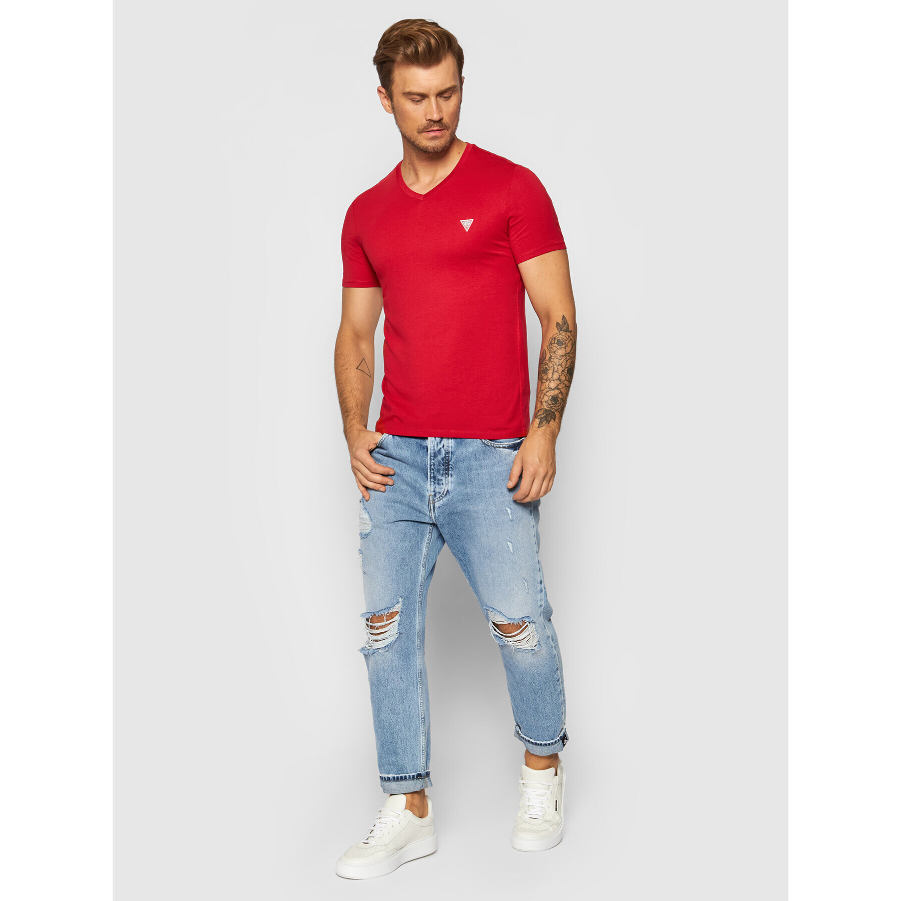 Guess Тишърт M1RI37 I3Z11 Червен Slim Fit - Pepit.bg