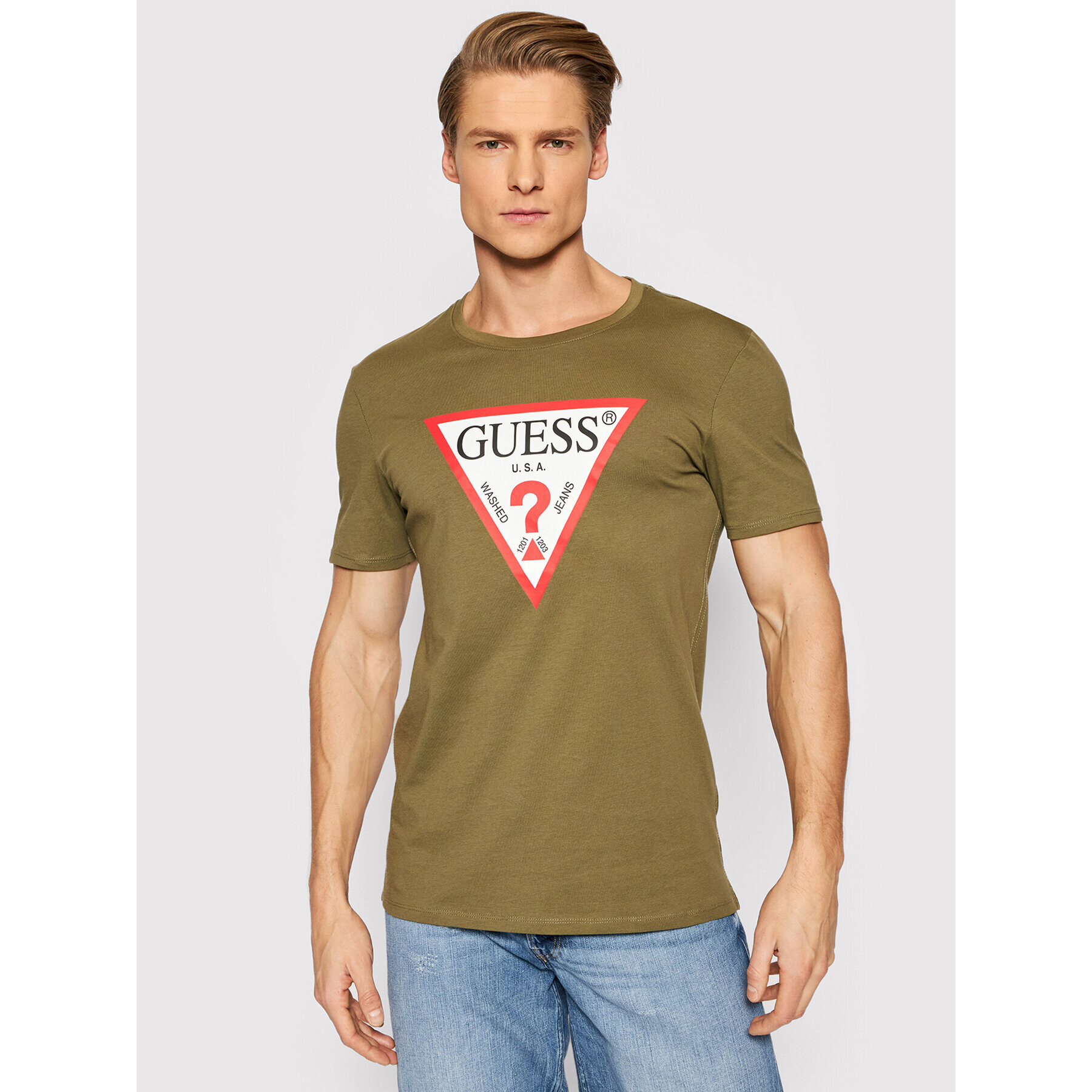 Guess Тишърт M1RI71 I3Z11 Зелен Slim Fit - Pepit.bg